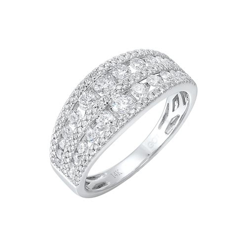 14K White Gold 5 Row Diamond Wedding Band (1 CTW) - Elegant Bridal Ring for Engagement, Anniversary & Special Occasions