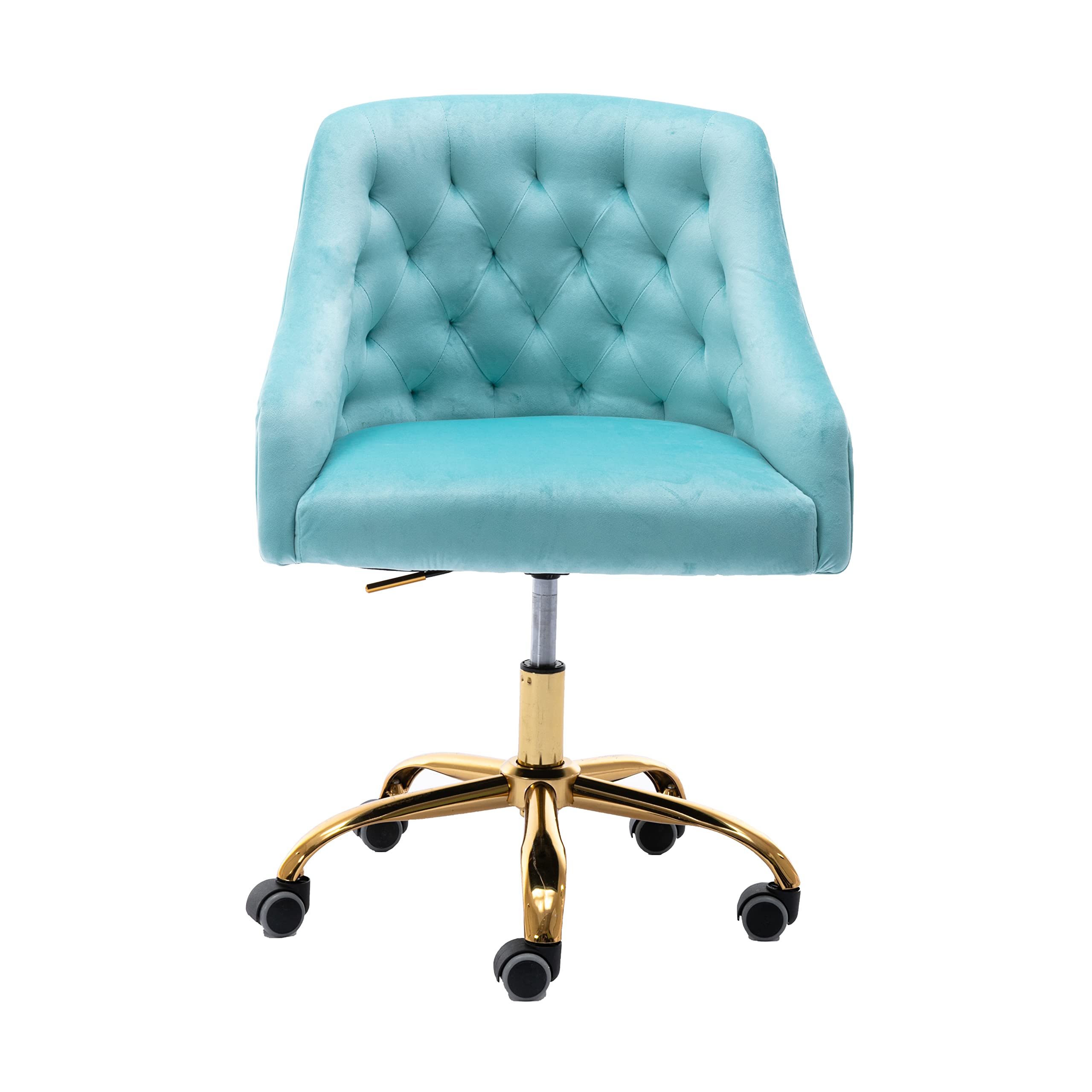 Ergonomic Modern Home Office Chair - Adjustable Swivel Desk Chair with Wheels, Velvet Upholstery for Living Room & Bedroom - Light Blue (Perfect for Work, Study & Makeup Vanity)