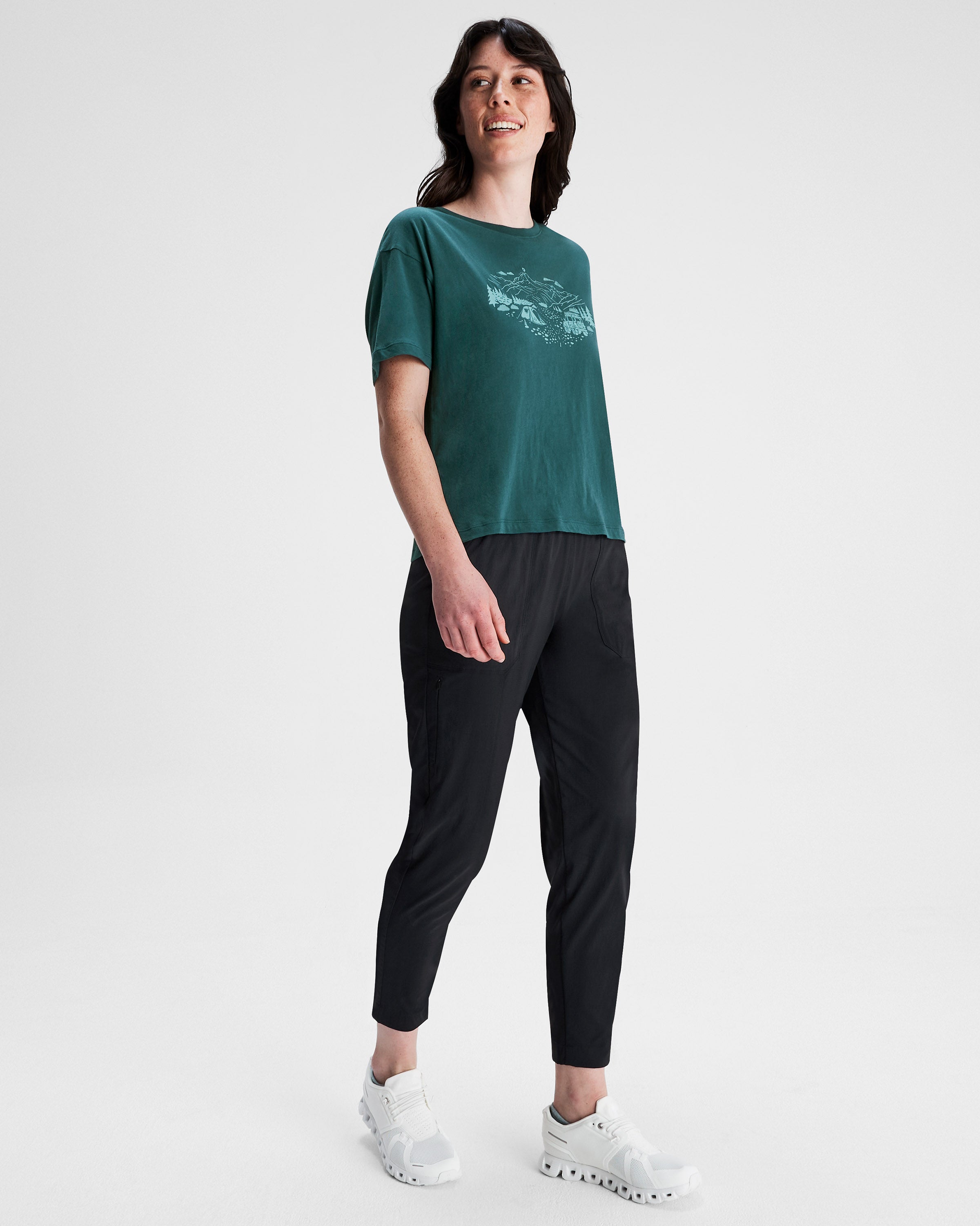 Organic Cotton Women's Ridgeline T-Shirt - Soft Deep Lagoon Color - Perfect for Casual Wear, Outdoor Activities & Everyday Comfort