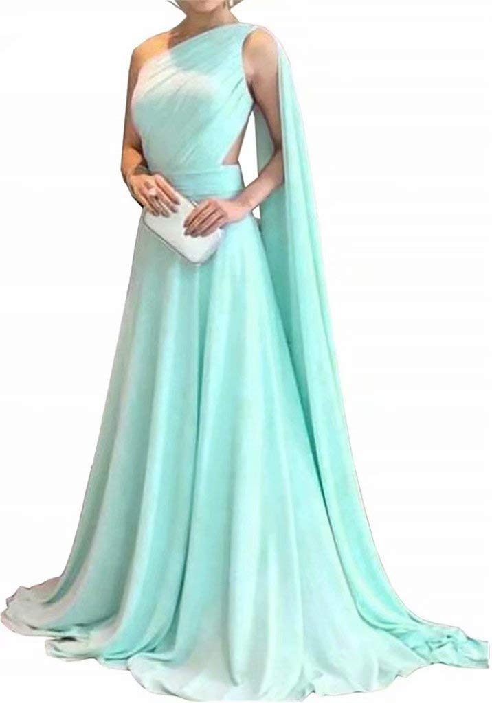 Elegant One-Shoulder Chiffon Evening Gown for Women - Mother of The Bride/Groom Formal Dress - Perfect for Weddings, Galas & Special Occasions