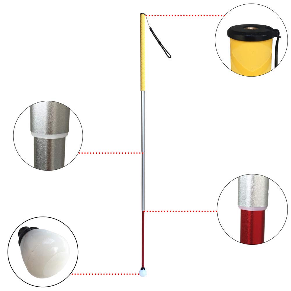 **Foldable Aluminum Blind Cane with Rolling Tip - Adjustable 15.4