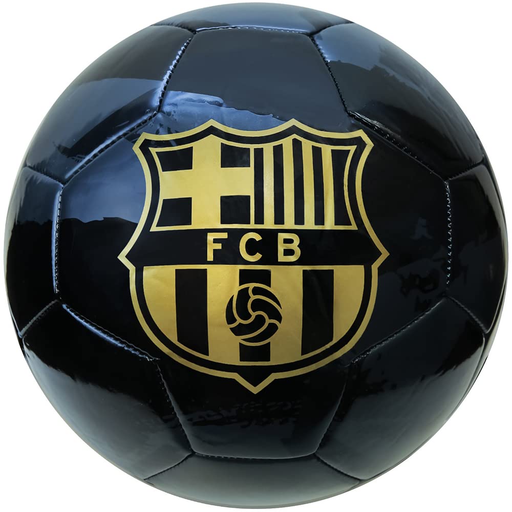 Official FC Barcelona Size 5 Professional Soccer Ball - Licensed Outdoor Training Football for Games & Practice - Premium Brush Black Design for Fans & Players - Perfect for Matches, Training Sessions & Backyard Play