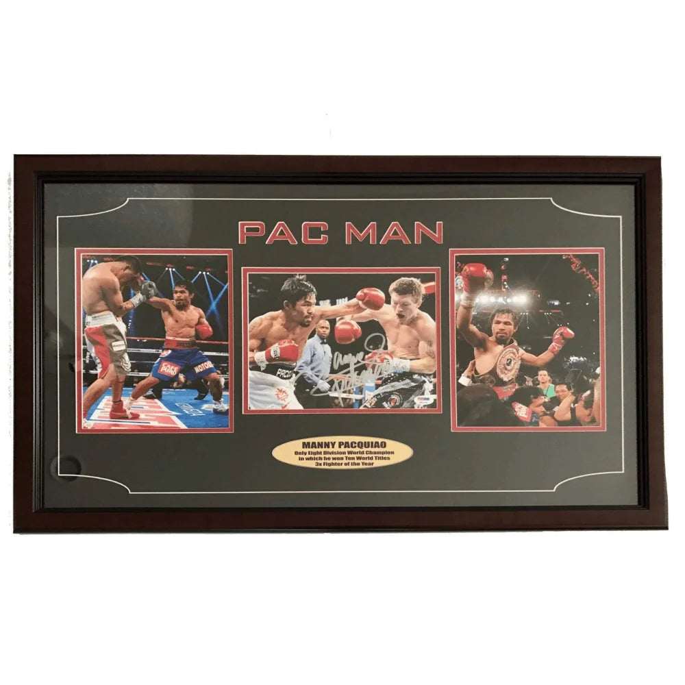 Manny Pacquiao Signed 8x10 Photo Collage with COA PSA/DNA Authentic Autograph - Framed Boxing Memorabilia for Sports Collectors & Man Cave Decor