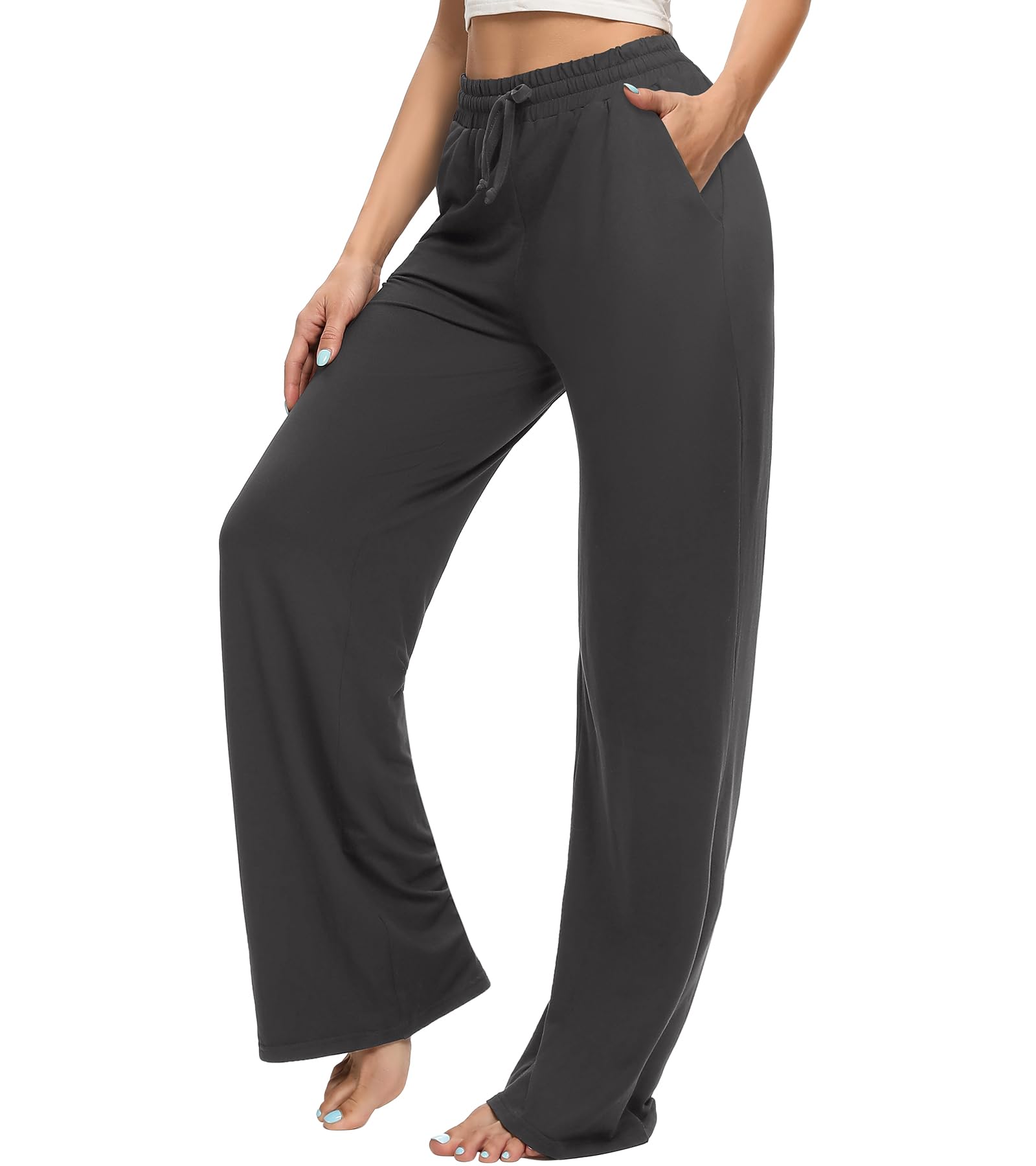 OLIKEME High Waisted Wide Leg Yoga Pants for Women - Soft Lounge Sweatpants with Pockets - Perfect for Workouts, Running, Yoga & Casual Wear