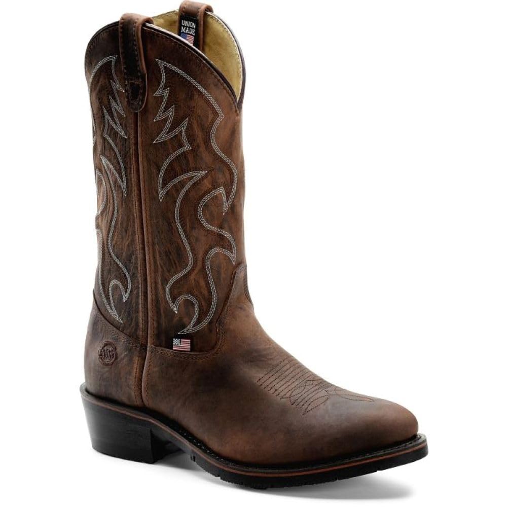 DOUBLE-H Robert Soft Toe Work Boots for Men - PermaFresh Cushioned Insole, Shock-Absorbing PU Insert & Oil-Resistant AG7 Heel Outsole - Made in USA - Durable Safety Boots for Construction, Warehouse & Outdoor Work