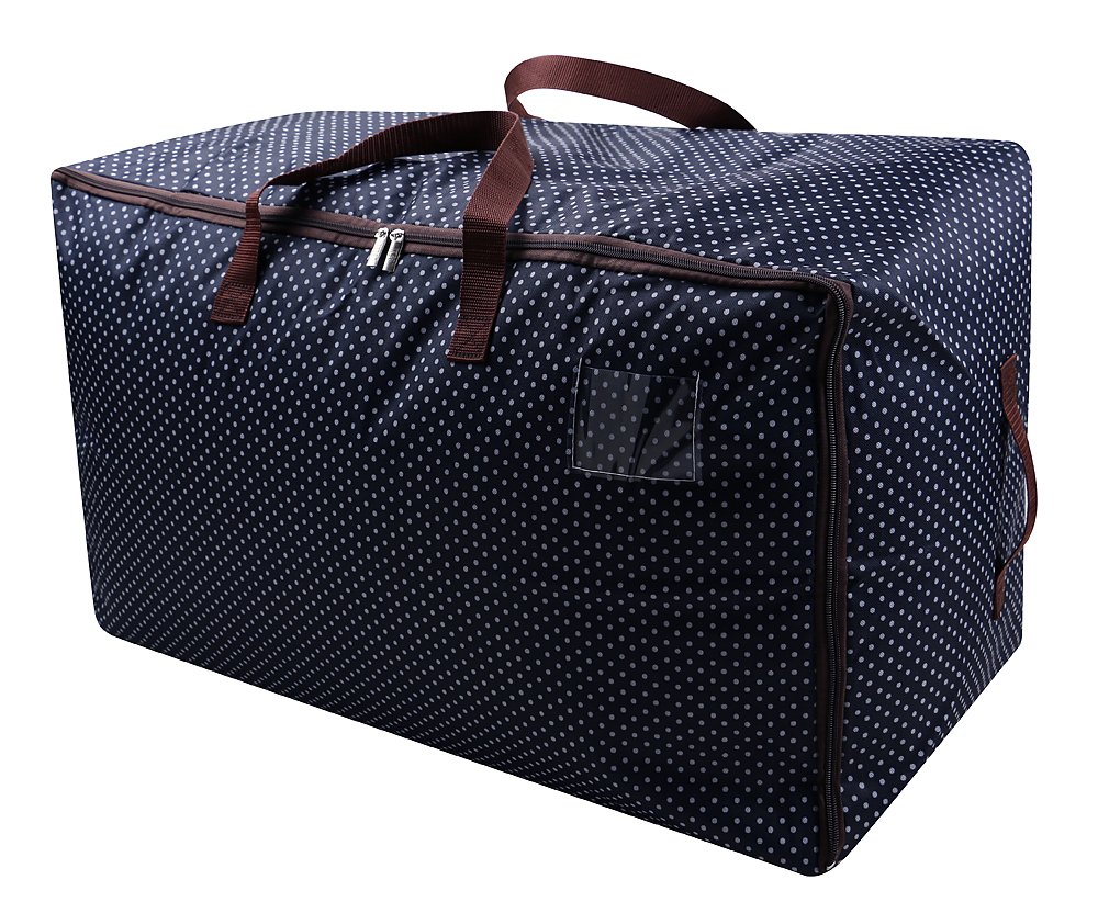 AMJ 100L Large Storage Bag - Waterproof Blanket, Pillow & Quilt Organizer for Closet, Attic & Garage - Extra Space Clothes & Grocery Storage Container (Moisture Proof, Blue Dot) - Perfect for Seasonal Storage & Home Organization
