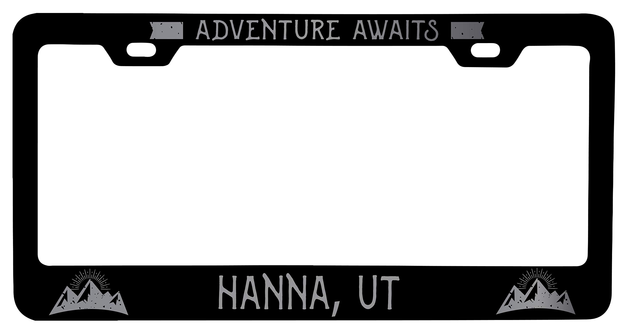 Hanna Utah Laser Etched Vanity Black Metal License Plate Frame - Custom Car Accessories for Cars, Trucks & SUVs - Perfect for Personalization & Gift Giving