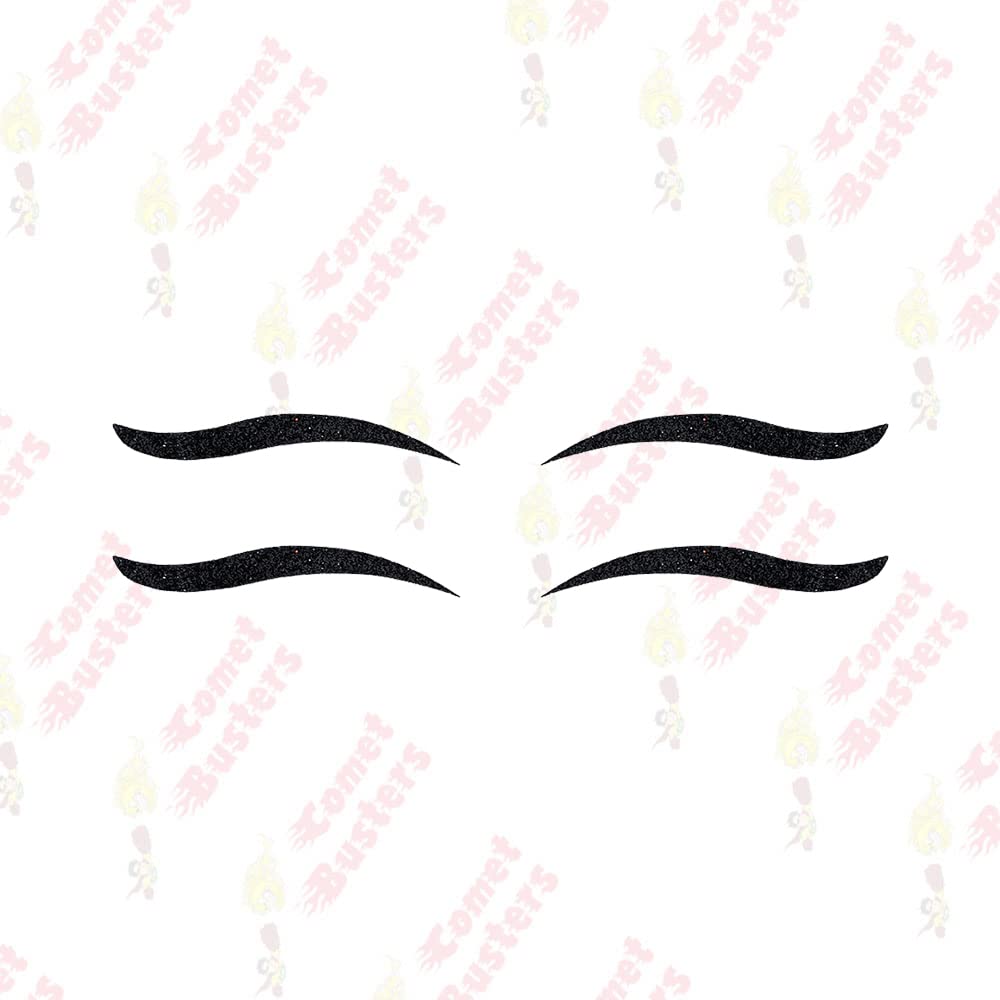 Comet Busters Glitter Black Eyeliner Stickers (EYE124) - Waterproof Eye Makeup Decals for Parties, Halloween & Cosplay