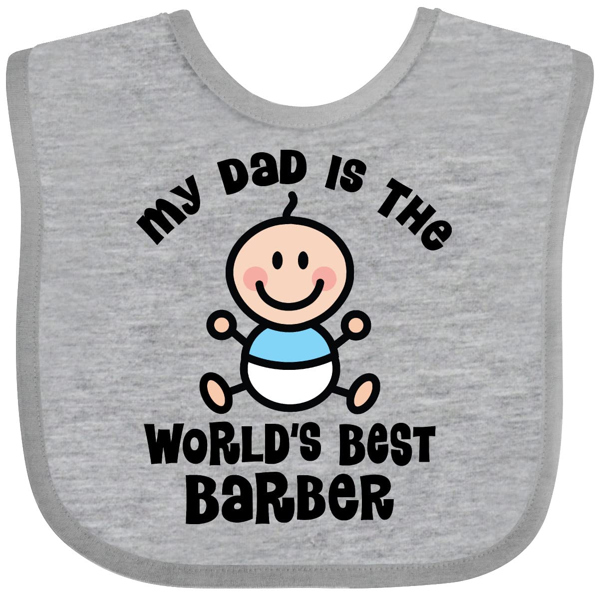 Inktastic Daddy World's Best Barber Baby Bib - Funny & Cute Infant Feeding Bib for Mealtime, Messy Play & Photo Shoots