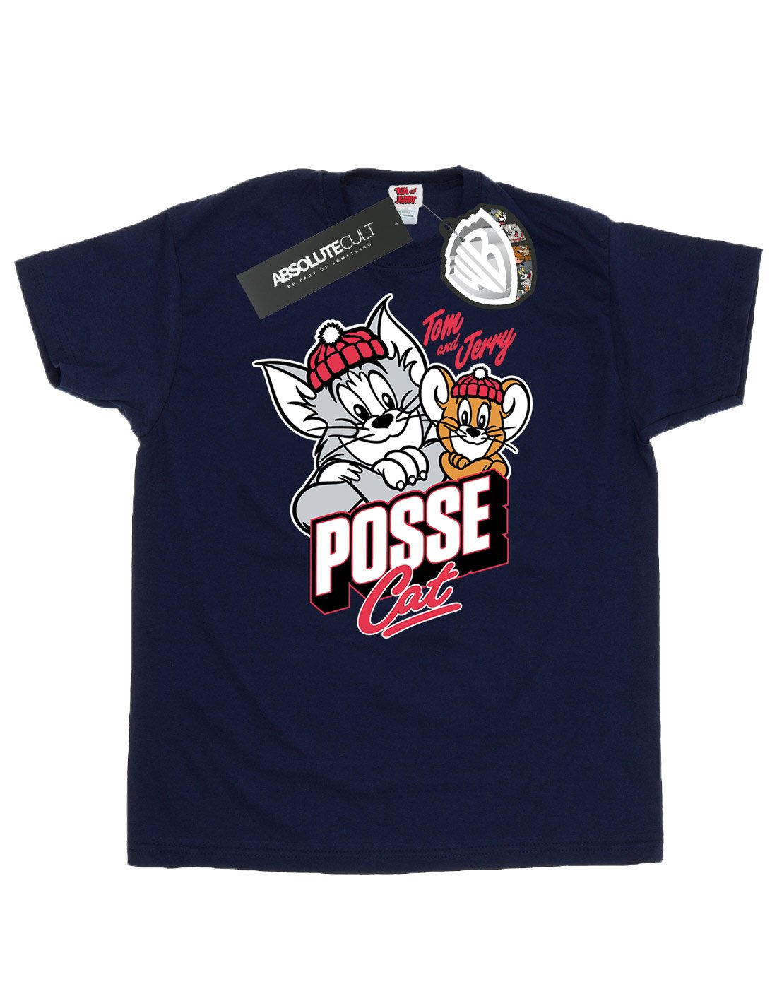 TOM and JERRY Men's Graphic T-Shirt - Small Navy Blue Cartoon Cat Print Cotton Tee - Casual Wear, Gift for Fans, Street Style Outfit