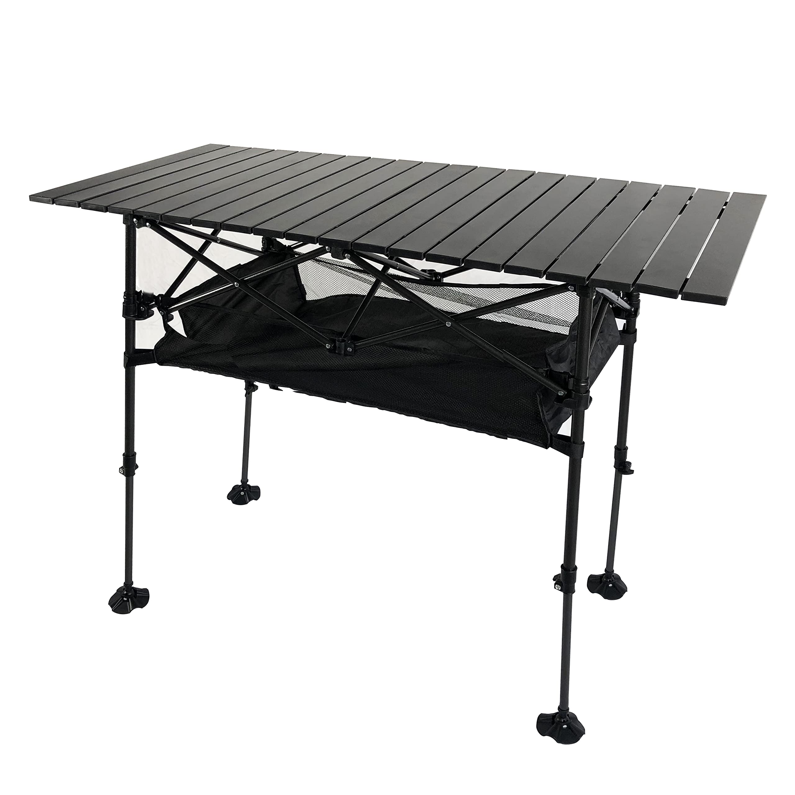 LEADALLWAY Adjustable Height Aluminum Camping Table - Folding Portable Outdoor Picnic Table with Large Storage Organizer & Carrying Bag (47