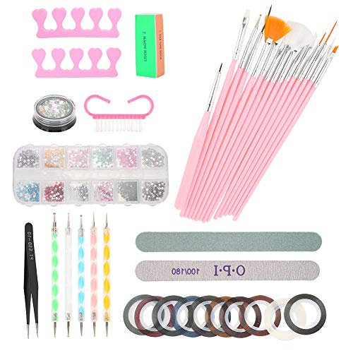 12-Piece Nail Art Kit with Tweezers, Cleaning Brush & Crystal Colors - Professional Nail Drill Pens Set for DIY Manicures, Home Use & Nail Art Enthusiasts | Perfect for Salon, Party & Gift Giving