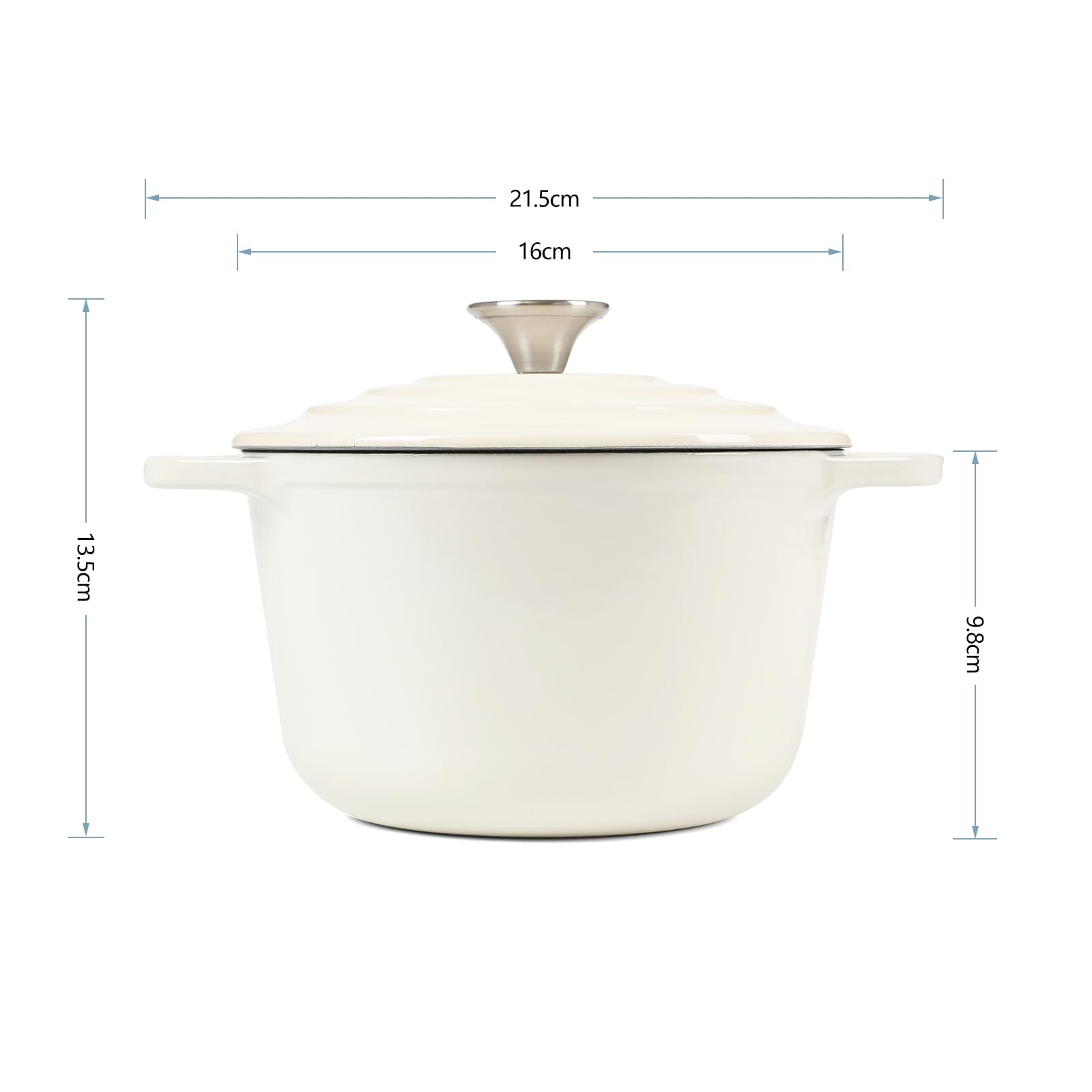 HAWOK 1.5 Quart Enameled Cast Iron Dutch Oven - Creamy White Mini Pot for Baking, Braising & Serving - Perfect for Soups, Stews, Casseroles & Individual Portions