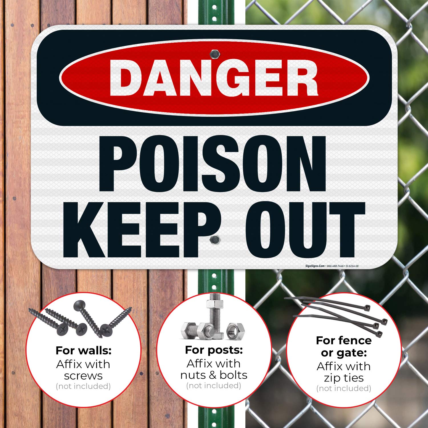 Danger Poison Keep Out Sign - OSHA Approved 12x18 Inches, 3M EGP Reflective .063 Aluminum - Fade Resistant for Indoor & Outdoor Use - Made in USA - Perfect for Warehouses, Construction Sites & Hazardous Areas