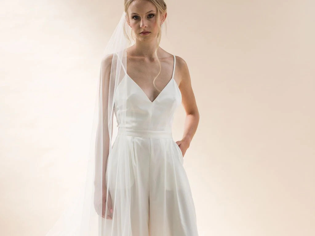 Indigo Single Tier Chapel Length Wedding Veil by Rainbow Club - Perfect for Bridal Ceremonies, Photos & Formal Events