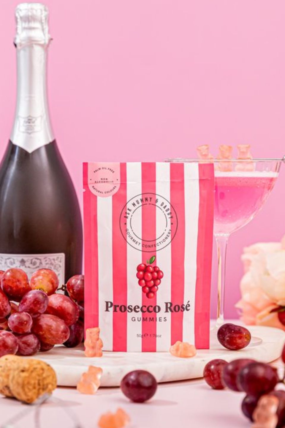 Delicious Prosecco Rose Gummies - Sparkling Wine Flavored Candy for Parties, Weddings & Celebrations - Perfect Sweet Treat for Adults