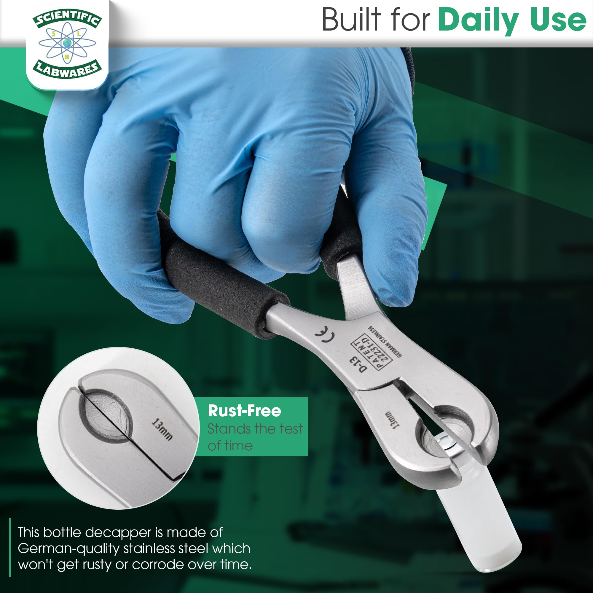 Dual Action Decapper Pliers for Crimped Vials and Bottles - 13mm & 20mm Lab Tools for Scientific Research and Pharmaceutical Use - Perfect for Laboratory, Medical, and Home Brewing Applications