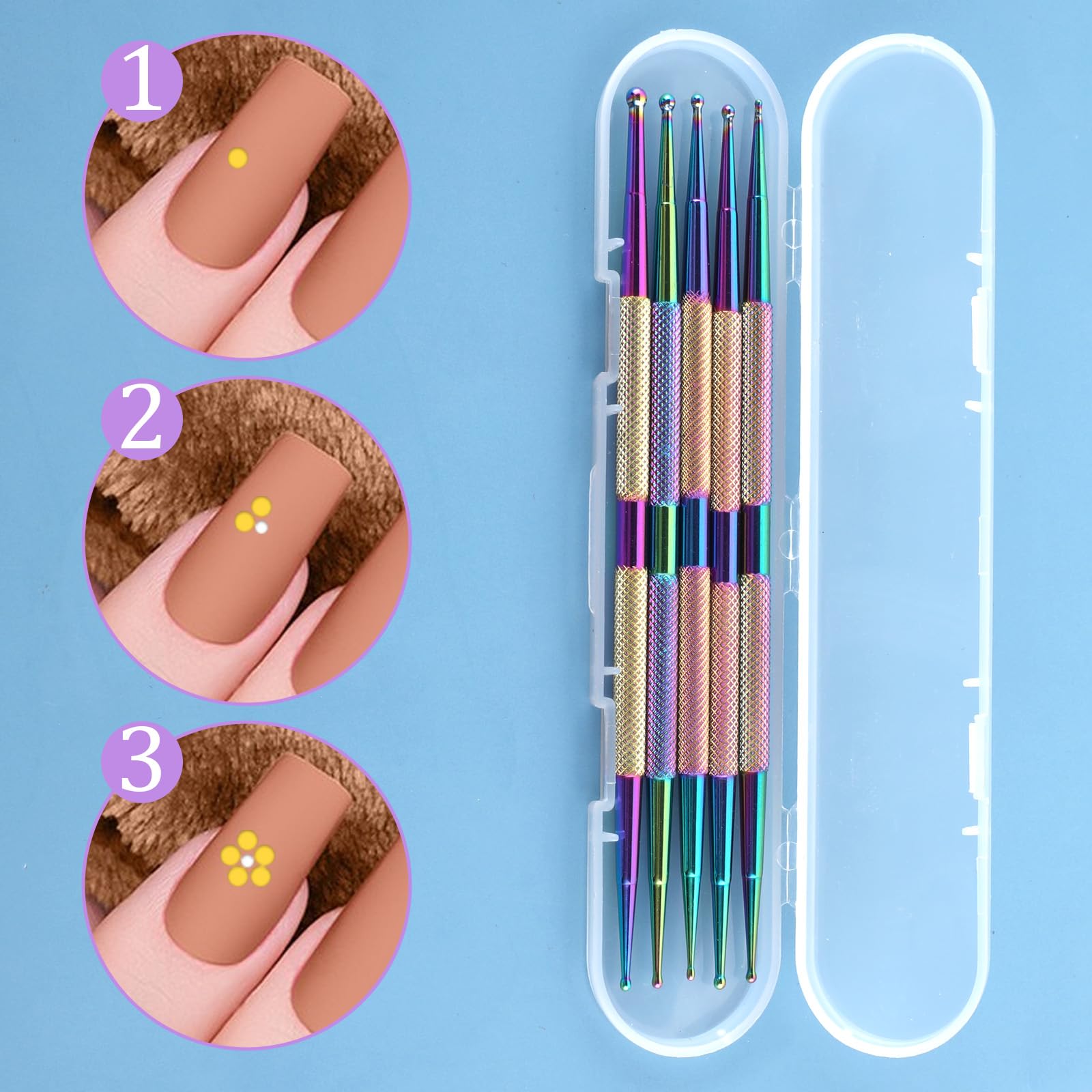 5pcs Nail Dotting Tools - Professional Nail Art Brushes for Beginners | DIY Nail Design at Home