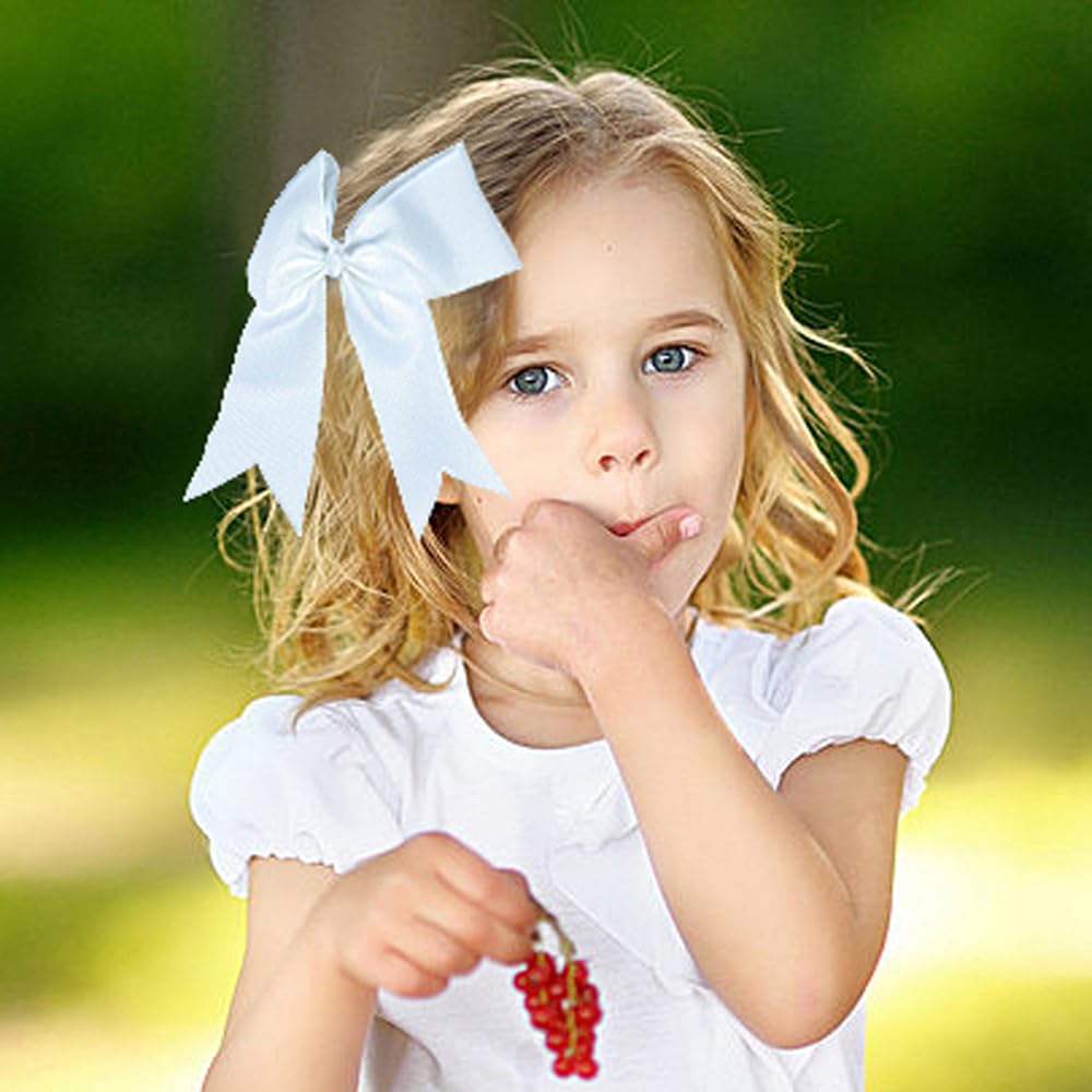 12-Pack 5-Inch Large Grosgrain Ribbon Cheer Bows with Alligator Hair Clips - Stylish Hair Accessories for Little Girls, Teens & Cheerleaders - Perfect for School, Dance, Sports & Special Occasions