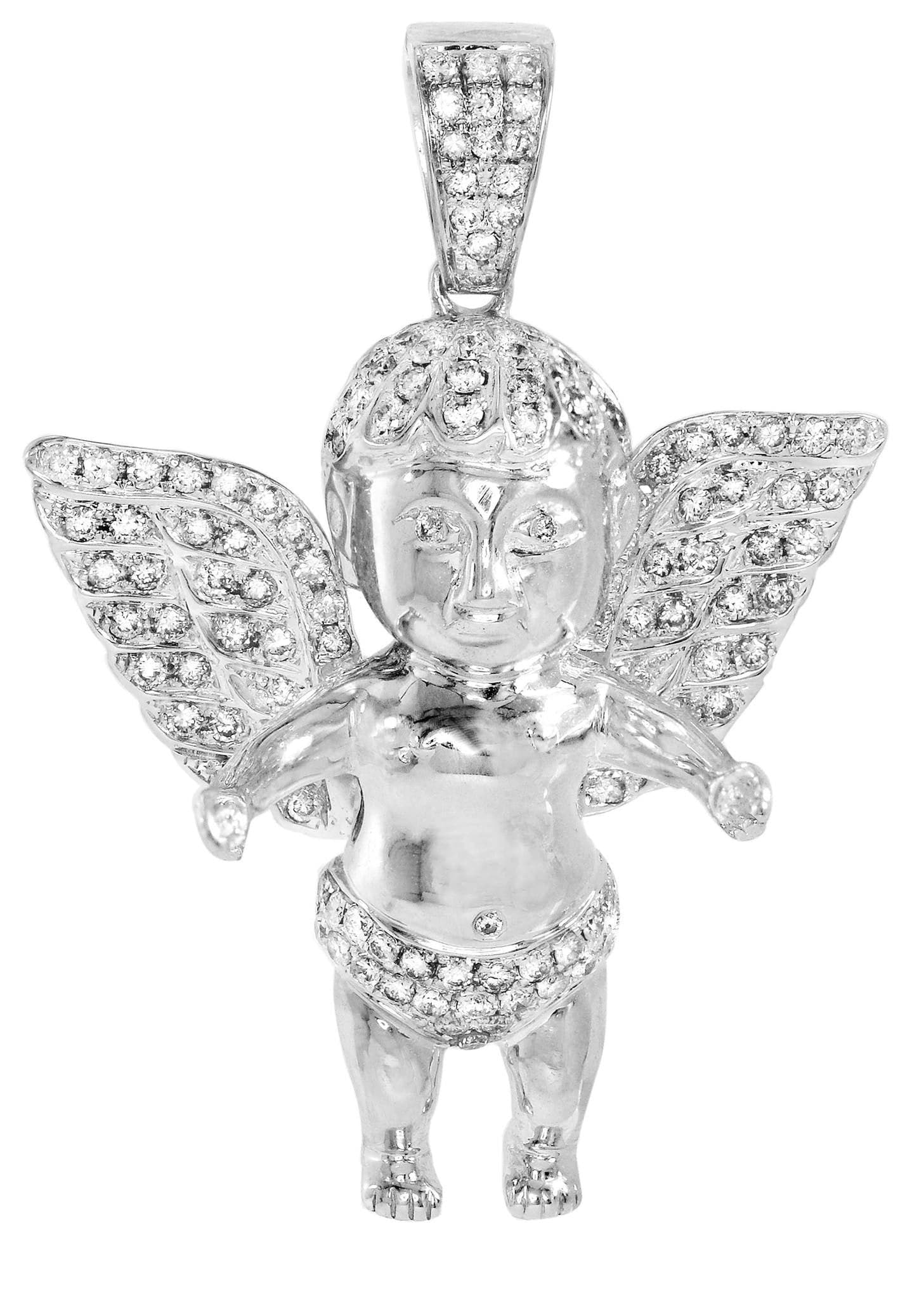 Diamond Angel Pendant Necklace | 17.67 Grams (0.62 oz) | 1.69 Carats Genuine Diamond | Elegant Jewelry Gift for Women, Brides, Anniversaries & Special Occasions