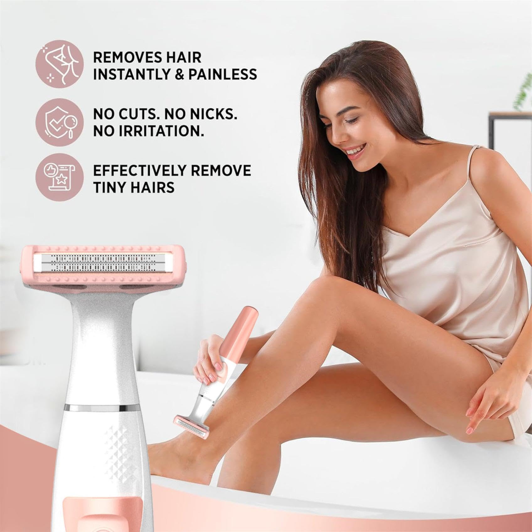 Best Women's Bikini Trimmer & Pubic Hair Shaver - Electric Razor for Intimate Areas & Full Body, Wet/Dry Use, Painless Hair Removal - Perfect for Travel, Gym & Sensitive Skin (Pink)