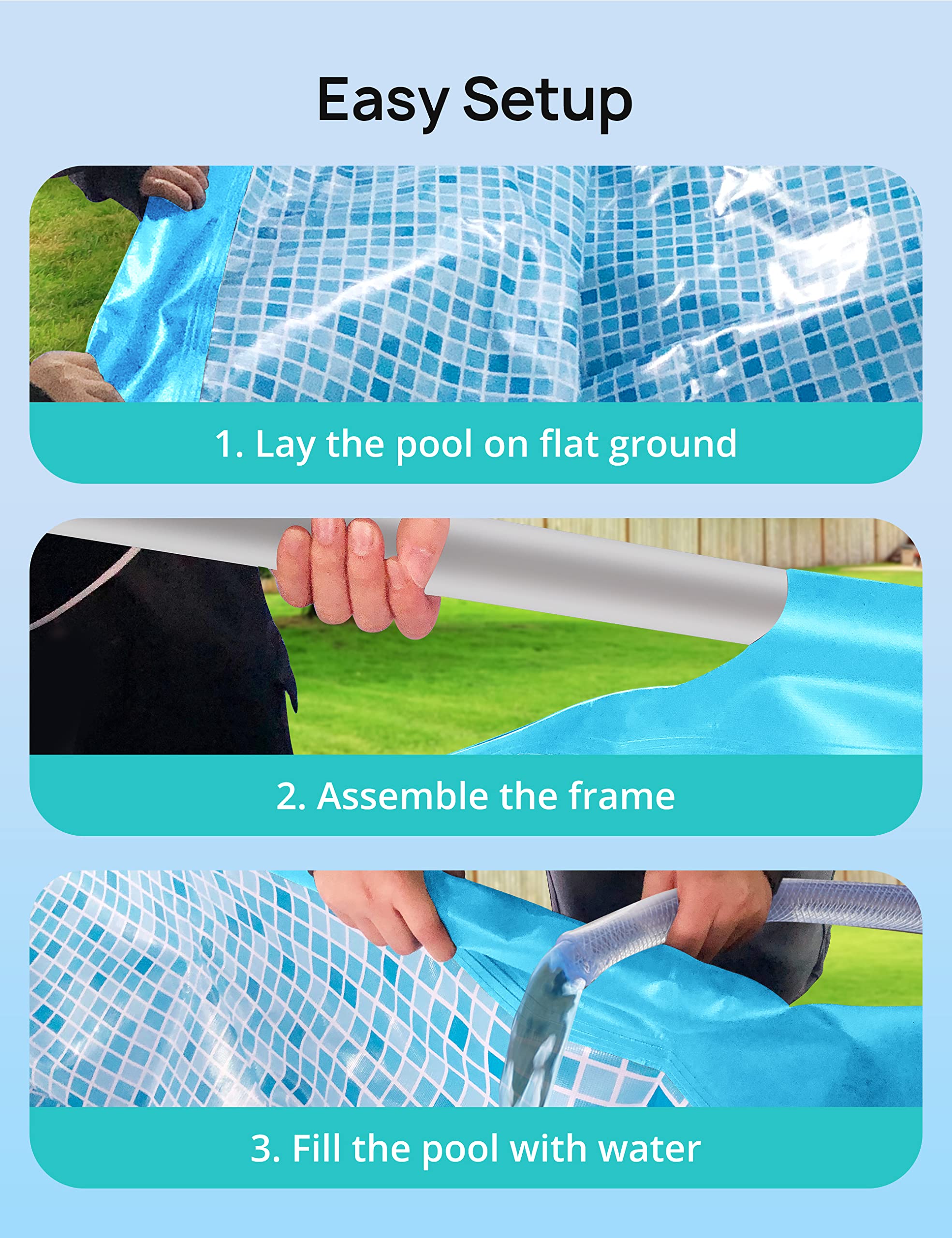EVAJOY 12ft x 30in Metal Frame Above Ground Swimming Pool - Heavy-Duty Steel Frame & PVC Material for Backyard, Garden, Lawn - Easy Setup Outdoor Round Pool for Family Fun, Summer Parties & Kids Play