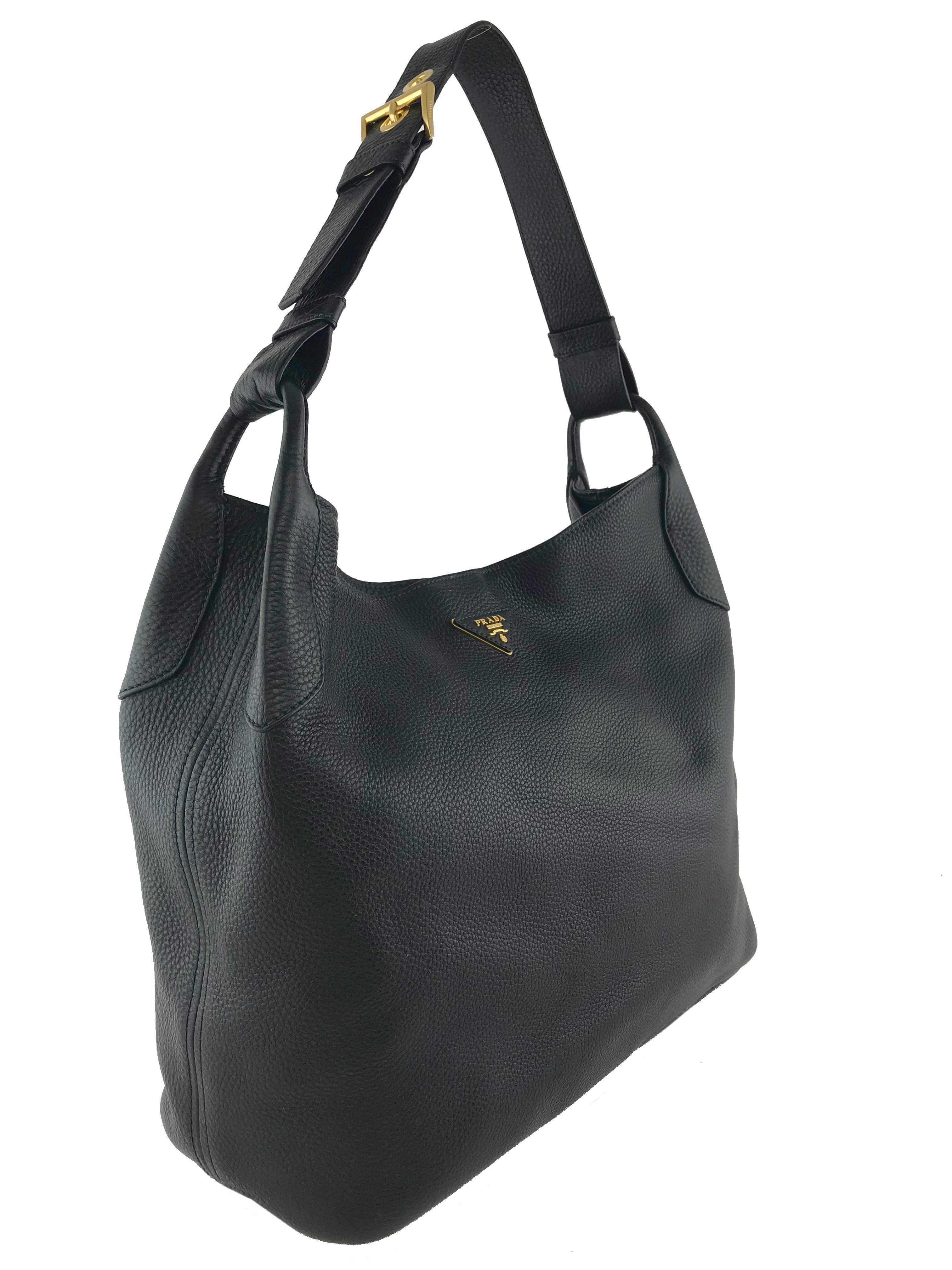 Prada Daino Single Strap Hobo Bag - Genuine Leather Shoulder Purse for Women | Fashionable & Spacious Handbag for Work, Travel & Everyday Use