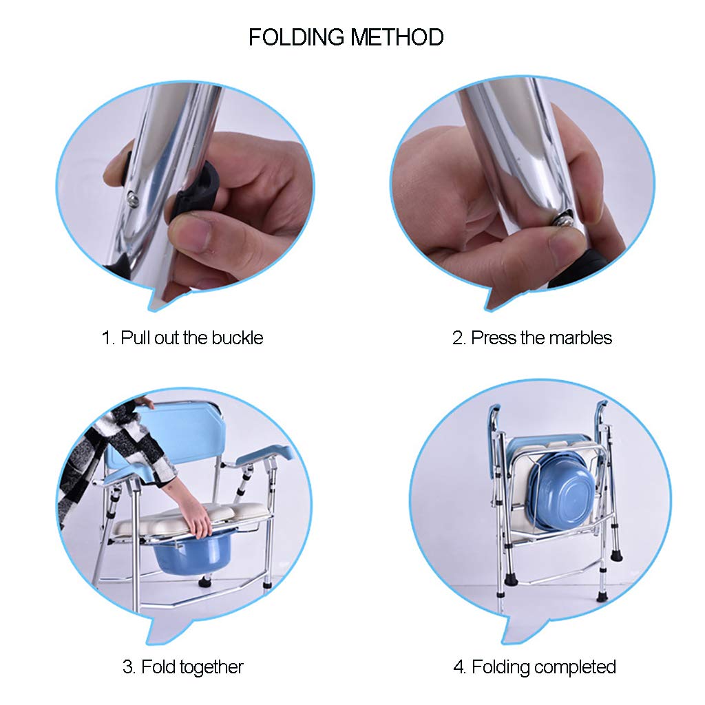 3 in 1 Bedside Commode Chair - Adjustable Height Toilet Safety Frame with Padded Arms & Commode Bucket - Medical Grade Aluminum Alloy for Elderly & Disabled - Home Bathroom & Hospital Use