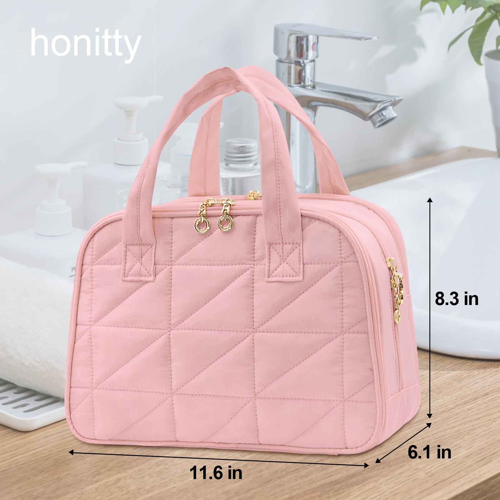 Large Waterproof Travel Toiletry Bag for Women - Portable Cosmetic Organizer for Trips