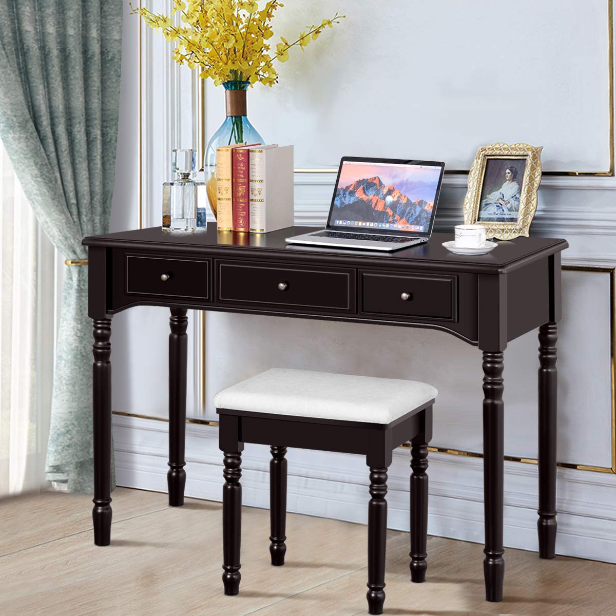 Charmaid Large Makeup Vanity Table with Tri-Fold Mirror - 41.5