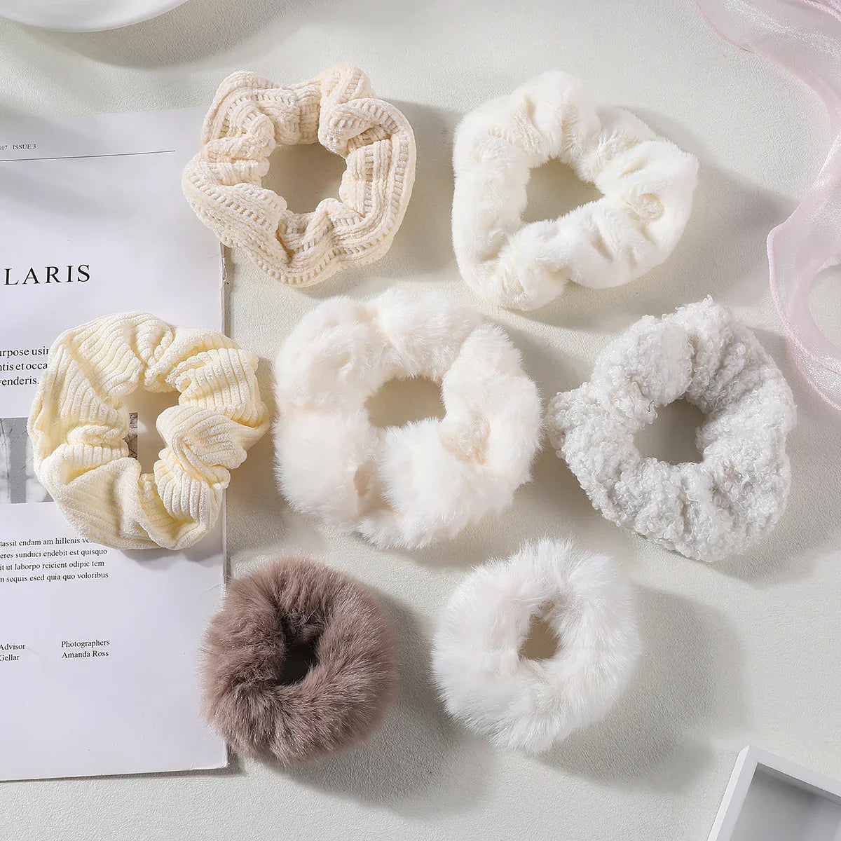 Velvet Hair Scrunchies Set of 7 - Soft Stretch Hair Bands for Women & Girls - Perfect for Workouts, Yoga, and Everyday Styling