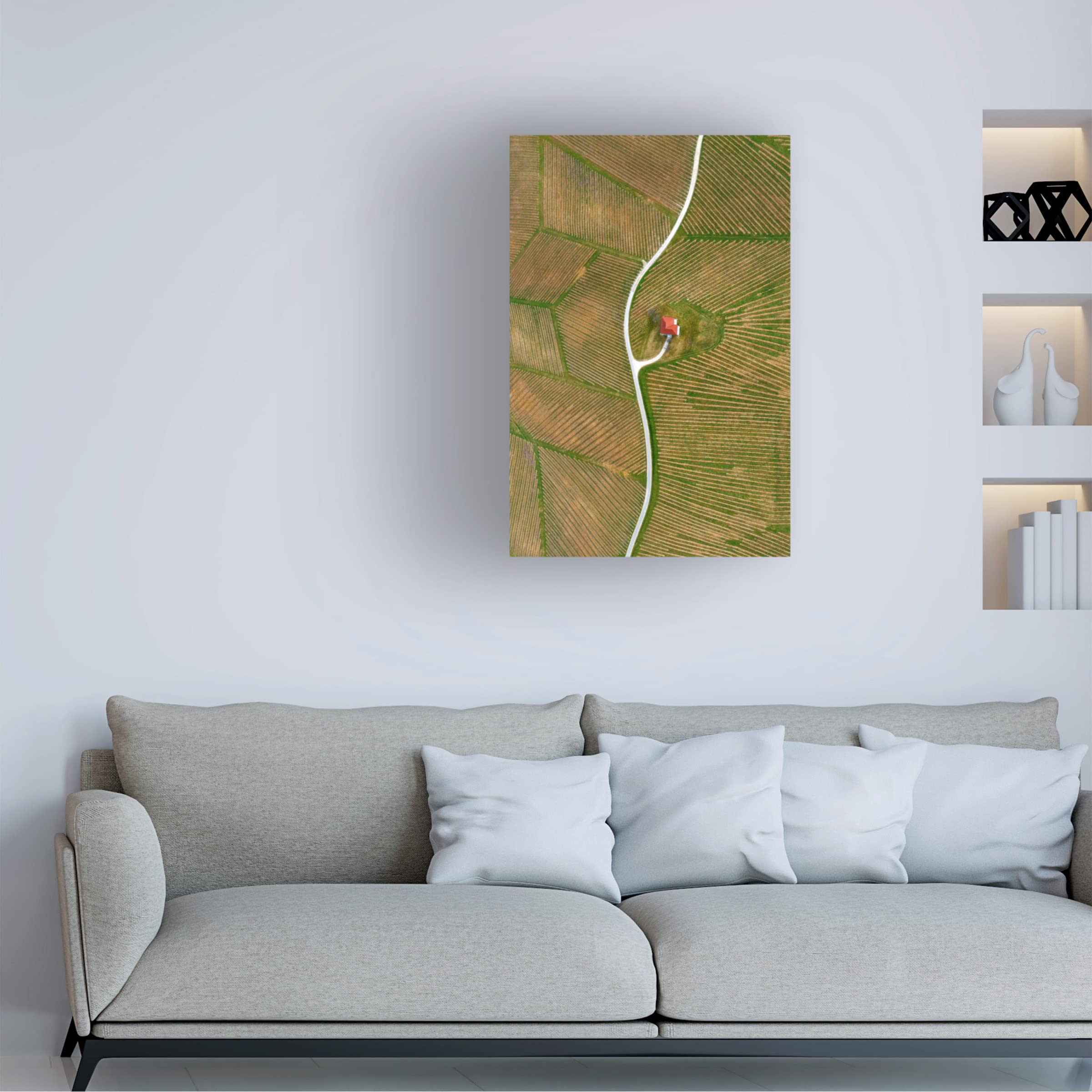 Trademark Fine Art 'Vineyards' Canvas Wall Art by Jure Kravanja - Hand-Painted Landscape Painting for Living Room, Bedroom & Office Decor