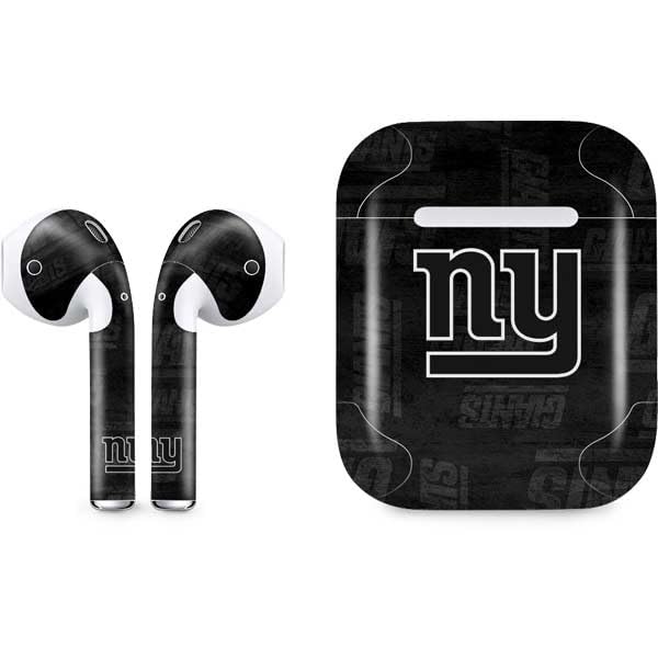 Official NFL New York Giants Black & White Design Skin Decal for Apple AirPods - Protective Vinyl Sticker Cover for AirPods Case - Perfect for Sports Fans, Gifts, and Personalization