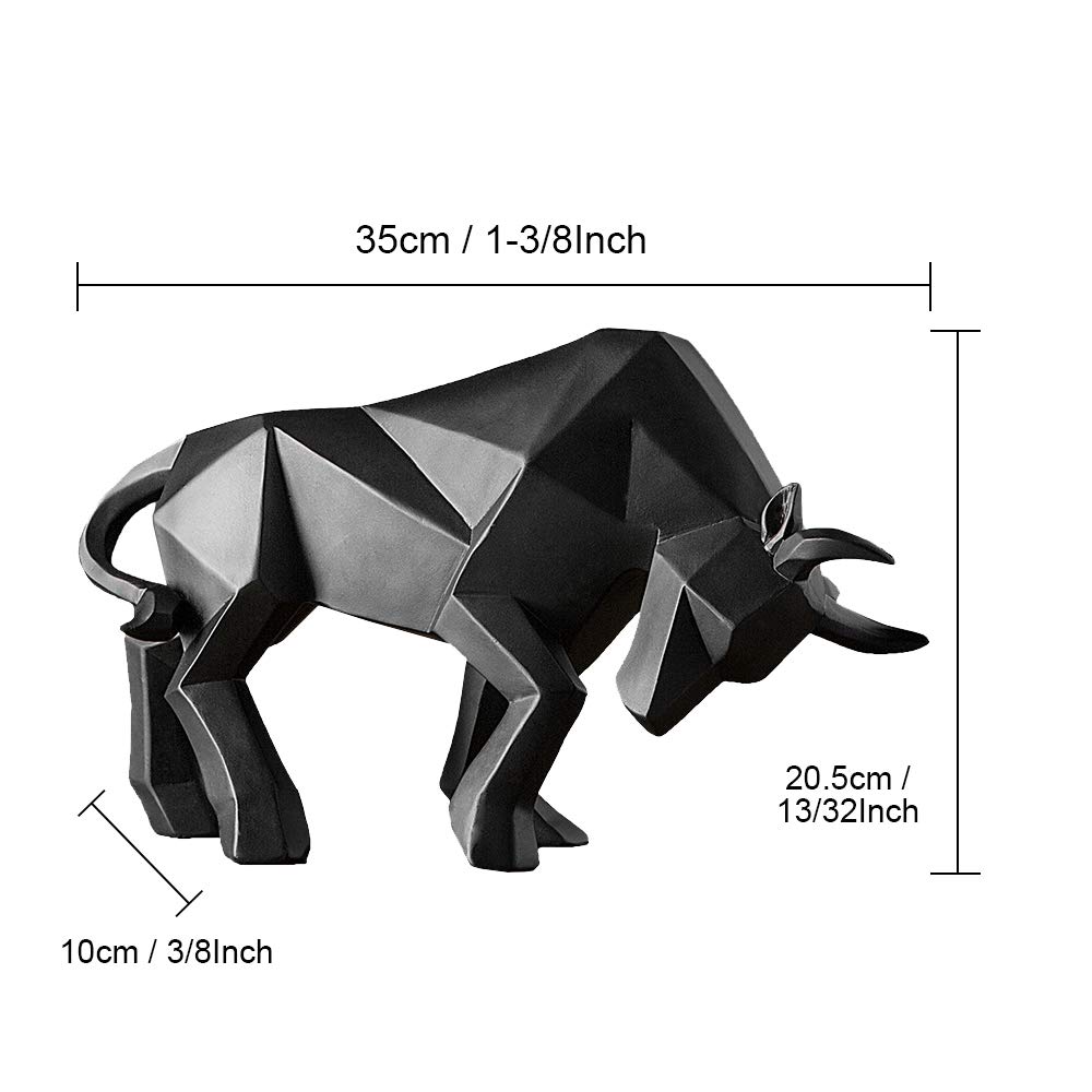 ASNOMY Polyresin Bull Statue - Modern Abstract Animal Sculpture for Home & Office Decor - Unique Geometric Figurine for Living Room, Bookshelf, or Desk Display - Perfect Gift for Art Lovers & Interior Design Enthusiasts