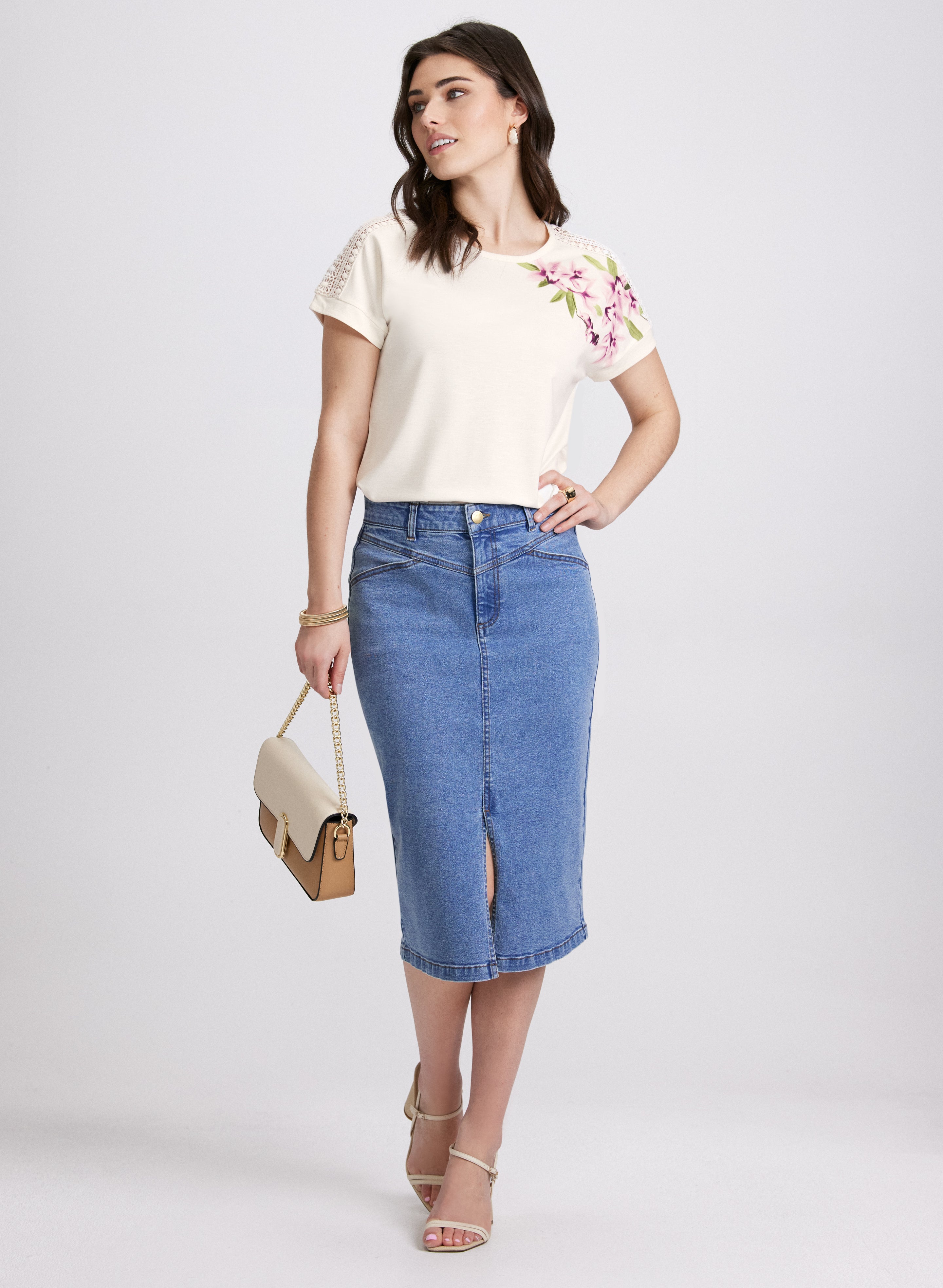 Floral Print T-Shirt for Women - Soft Cotton Short Sleeve Blouse - Casual Summer Top for Outdoors, Travel & Daily Wear