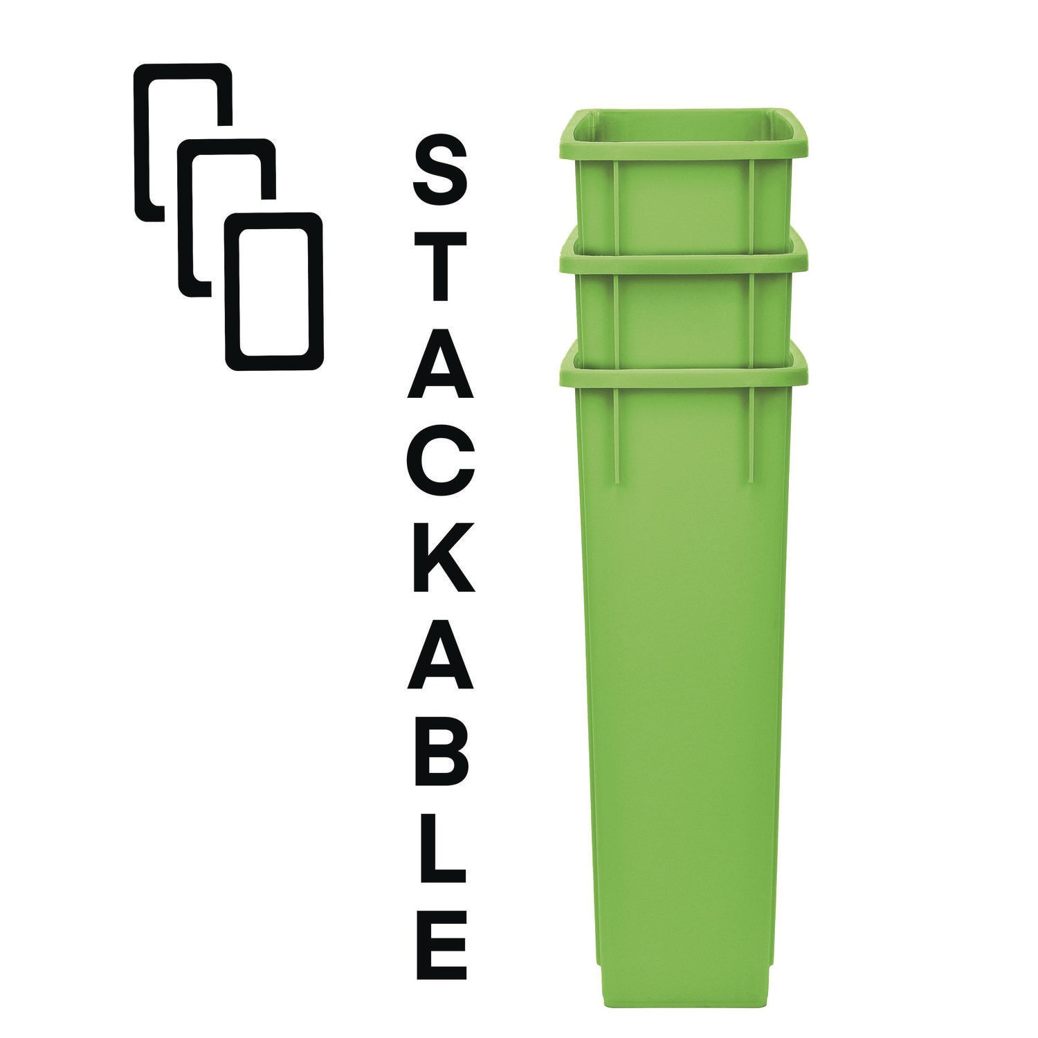 Alpine Industries 23 Gallon Slim Recycling Bin - Durable Plastic Trash Can with Lid, Lime Green - Perfect for Kitchen, Office, or Garage Waste Disposal