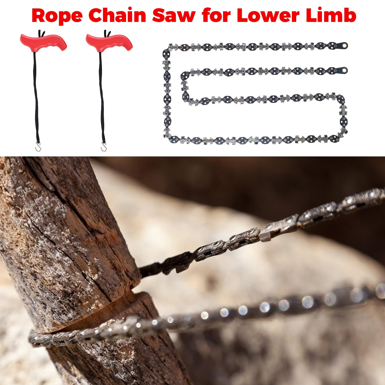 53 Inch High Reach Rope Saw with 68 Teeth - Folding Tree Limb Chainsaw for Trimming, Gardening & Camping | Portable Hand Chainsaw for Cutting Branches, Pruning Trees & Outdoor Survival Tools