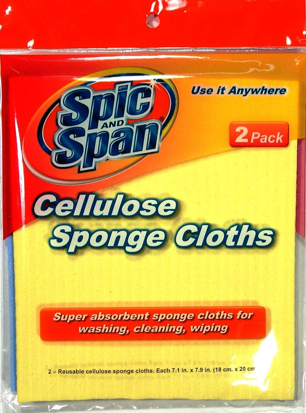 Spic n Span 2-Pack Cellulose Sponge Cloths - 72-Piece Bulk Cleaning Supplies for Kitchen, Bathroom & Commercial Use | Eco-Friendly & Absorbent Wholesale Lot