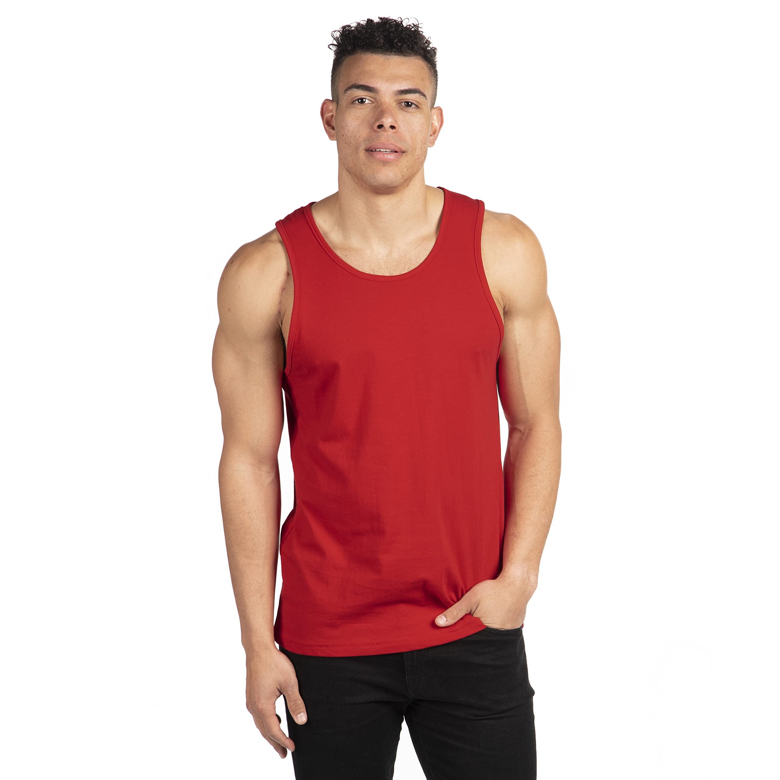 Next Level Apparel Men's 100% Cotton Muscle Tank Top - Breathable Workout Shirt for Gym, Running & Summer Casual Wear