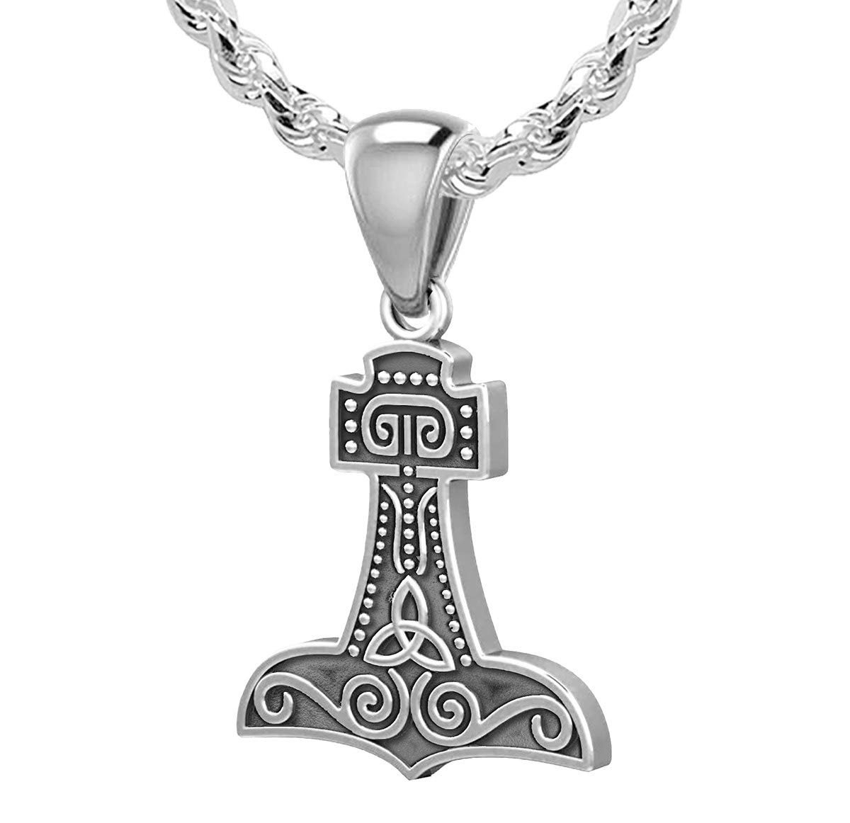925 Sterling Silver Thor's Hammer Pendant Necklace - 26.5mm Viking Jewelry for Men & Women | Perfect for Norse Mythology Lovers, Cosplay & Everyday Wear