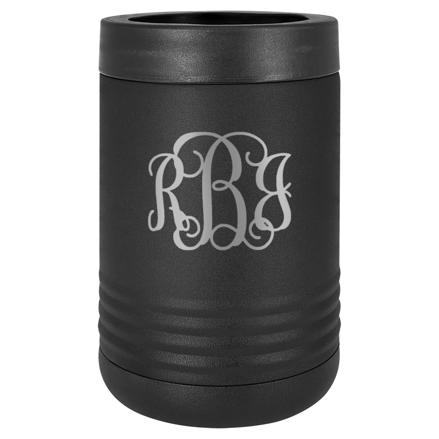 Personalized Monogrammed Insulated Beverage Holder - Black Can Cooler for Beer, Soda & Drinks | Perfect for BBQs, Picnics & Outdoor Parties