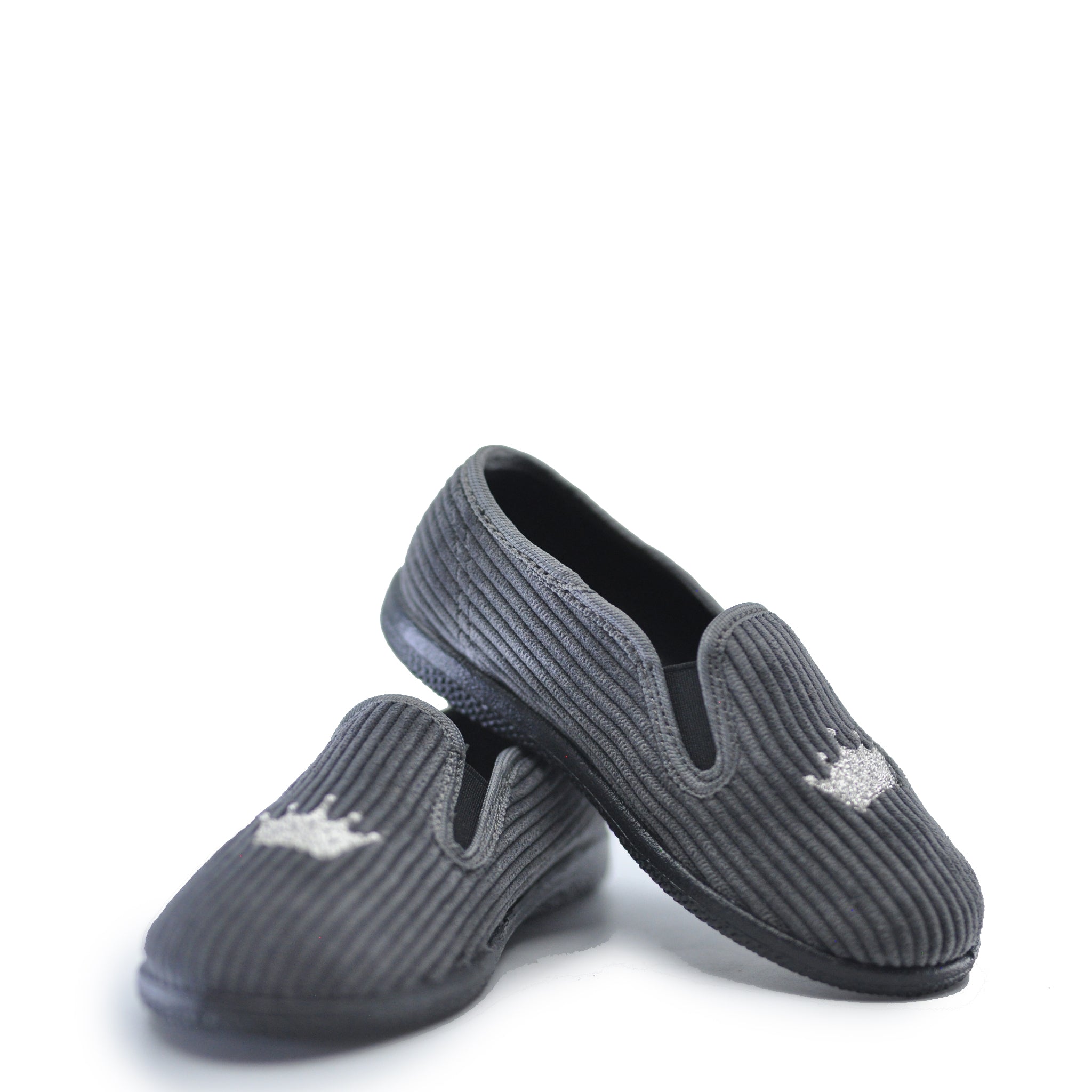 Pepe Gray Corduroy Crown Slip-On Shoes for Men - Comfortable Casual Loafers for Walking, Work & Everyday Wear