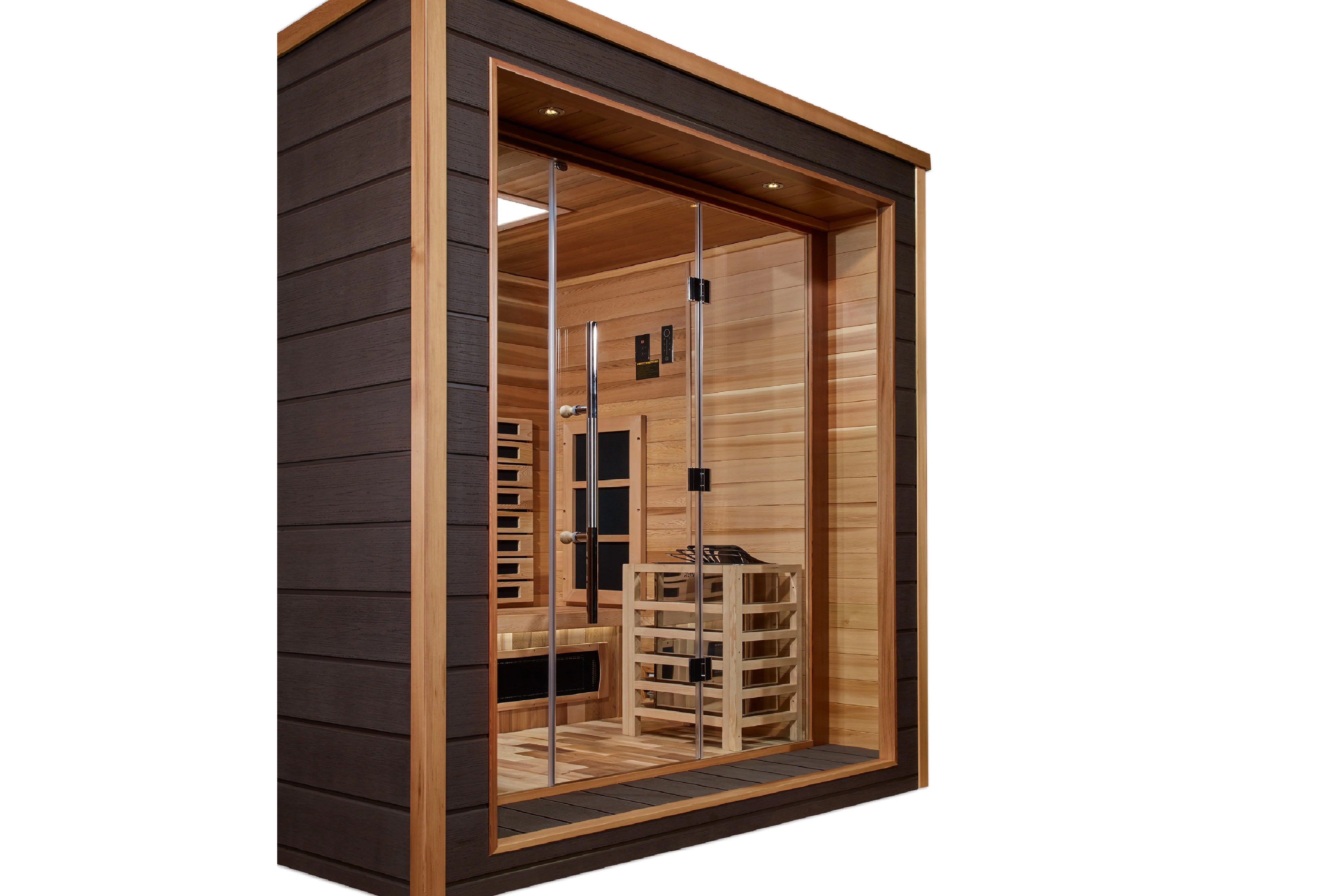 Golden Designs Visby 3-Person Infrared Sauna for Indoor & Outdoor Use - Full Spectrum Therapy for Relaxation & Detox | Perfect for Home Spa, Backyard Wellness & Gym Recovery