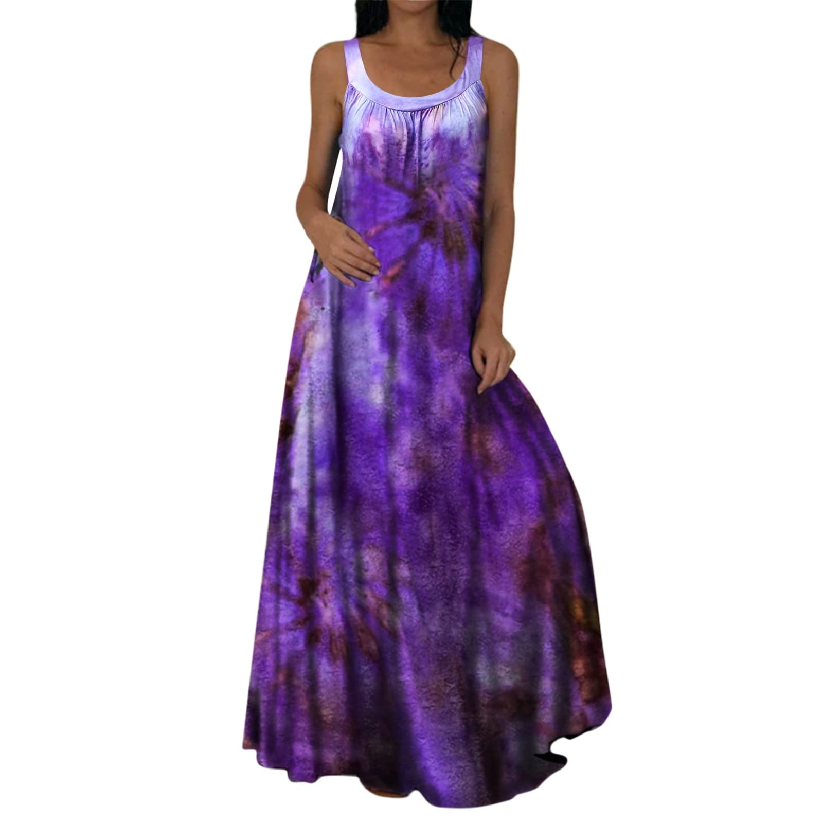KKJJ Women's Summer T-Shirt Dress - Sexy Sleeveless Round Neck Maxi Dress for Casual Wear, Beach & Vacation | Elegant Fashion Dresses for Women