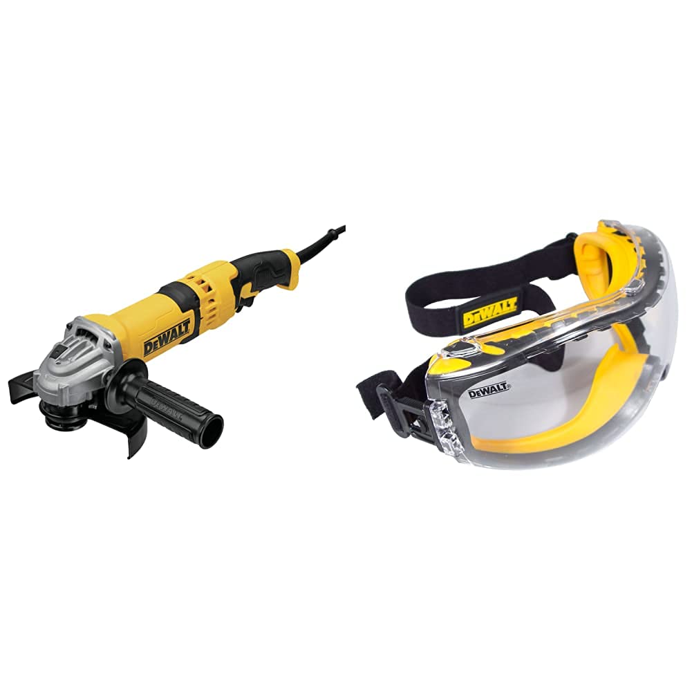 DEWALT 4-1/2-Inch to 6-Inch Angle Grinder with Trigger Switch & Safety Goggles (DWE43116 & DPG82-11C) - Perfect for Metal Cutting, Grinding, and DIY Projects