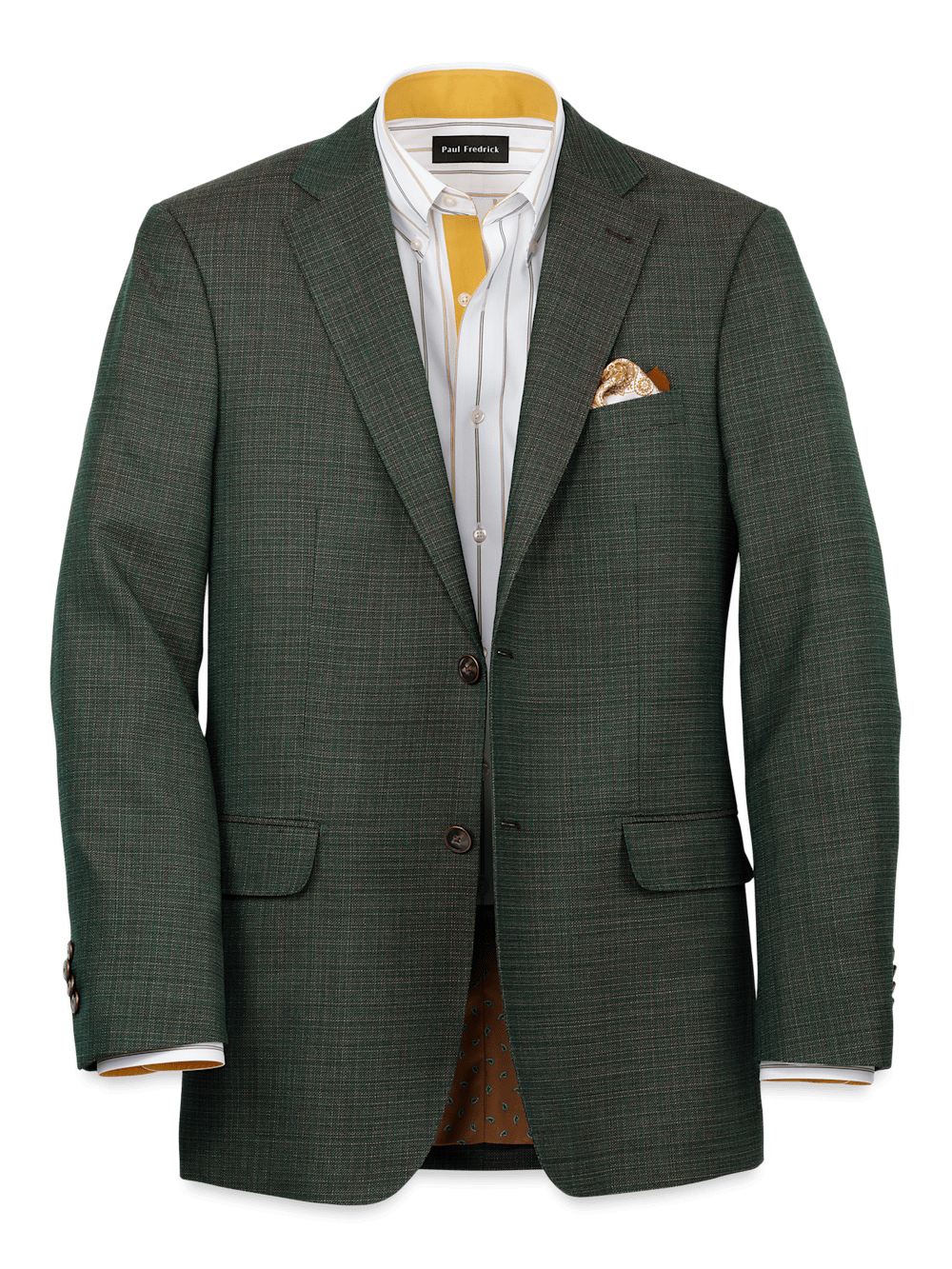 Premium Wool Single Breasted Notch Lapel Blazer for Men - Green/Tan | Business Casual & Formal Wear | Office, Wedding & Special Occasions