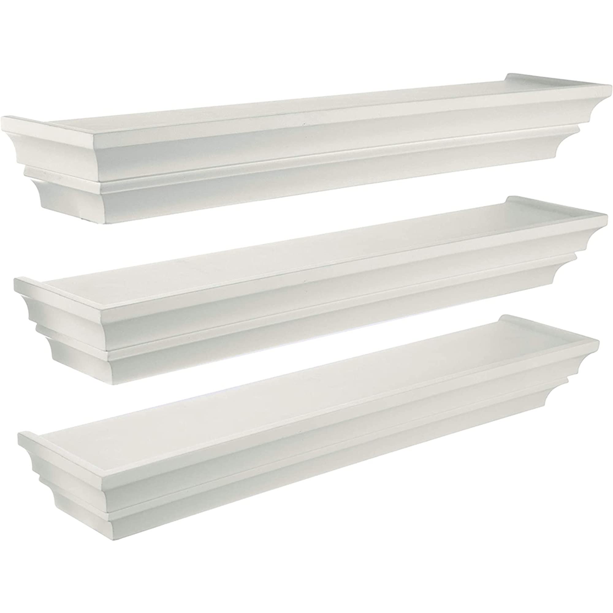 Floating Wall Shelves Set of 3 - Modern Wooden Wall Mounted Shelves for Home Decor, Living Room, Bedroom, Bathroom - Easy Installation & Space Saving Storage Solution