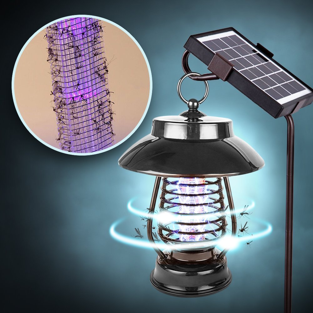 Solar Powered Outdoor Mosquito & Bug Zapper - Rechargeable Insect Killer for Patio, Garden & Camping - Weatherproof Pest Control for Backyard, Deck & Pool Area