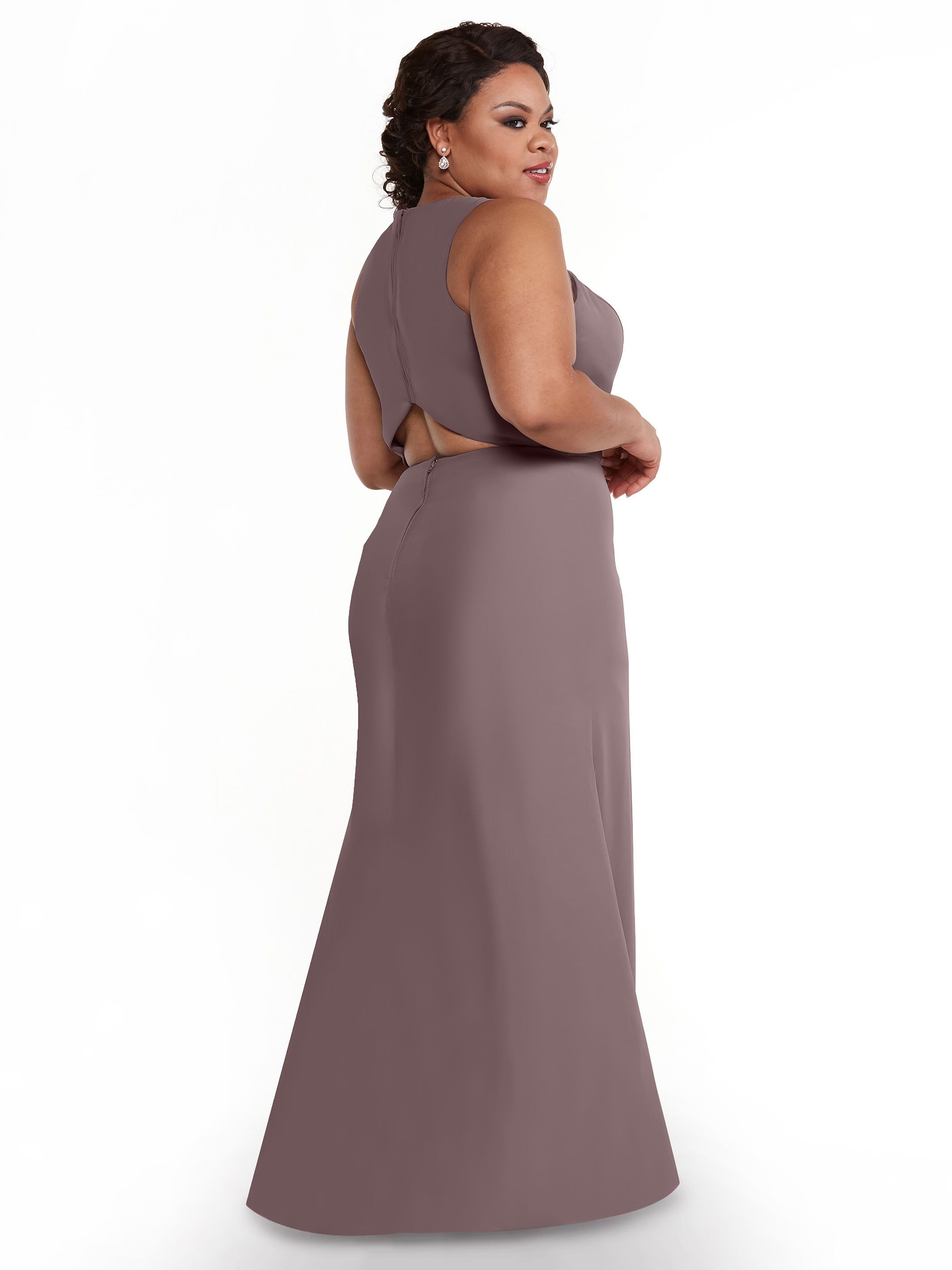 Elegant 80175 Chiffon A-Line Bridesmaid Dress with Plunging Halter Neckline - Perfect for Weddings, Formal Events & Special Occasions