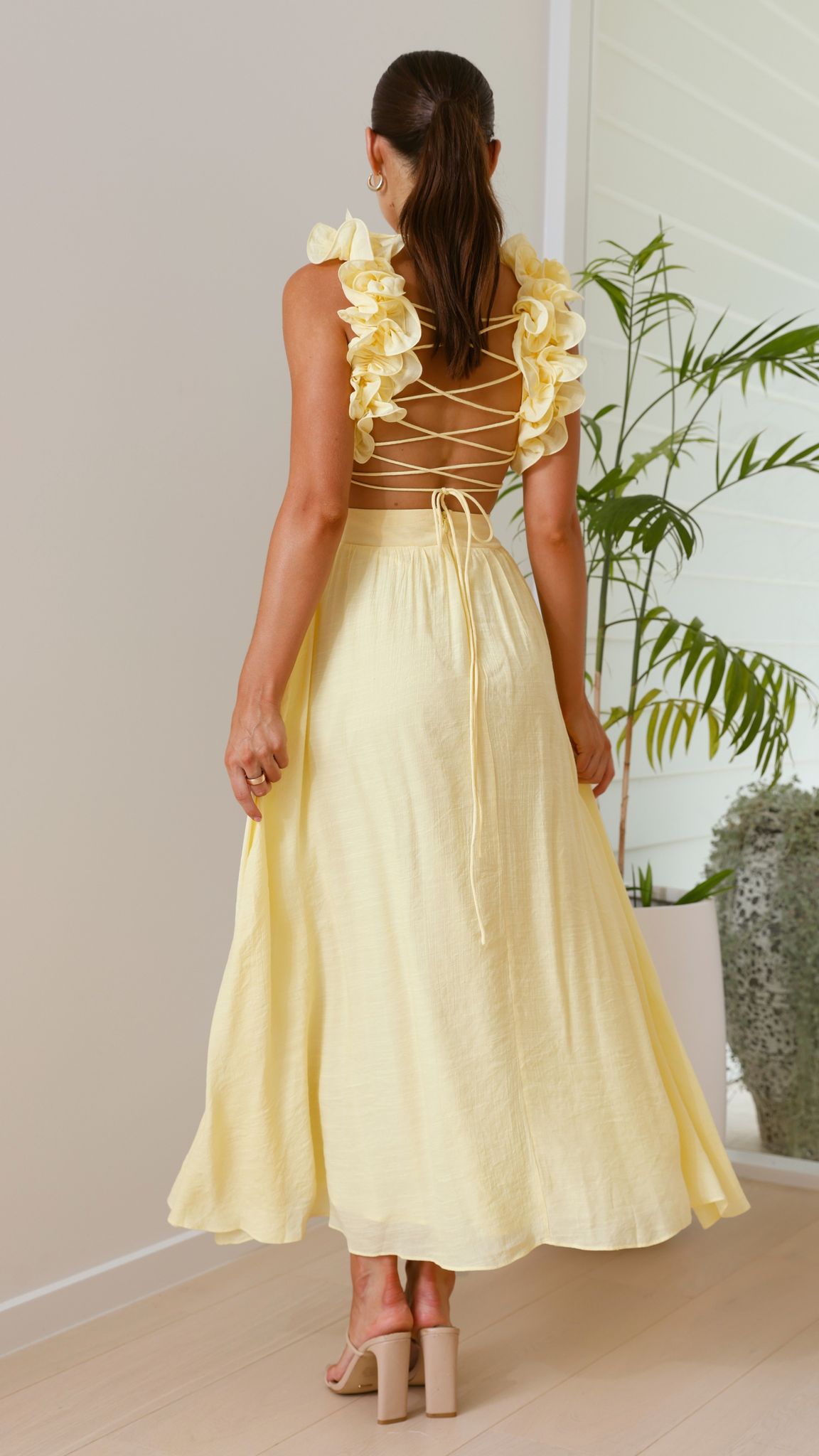 Galilhai Maxi Dress for Women - Flowy Long Summer Dress in Yellow | Perfect for Beach, Vacation & Casual Outings